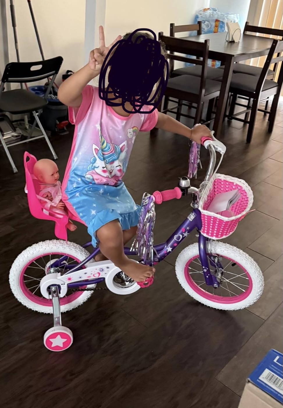 WEIZE Kids Bike, 14 16 Inch Children Bicycle for Girls Ages 4-12 Years Old, Front Basket, Bell, Streamer, Doll Seat, Adjustable Seat & Handlebars, Coaster Brake, Multiple Color customer photo 2