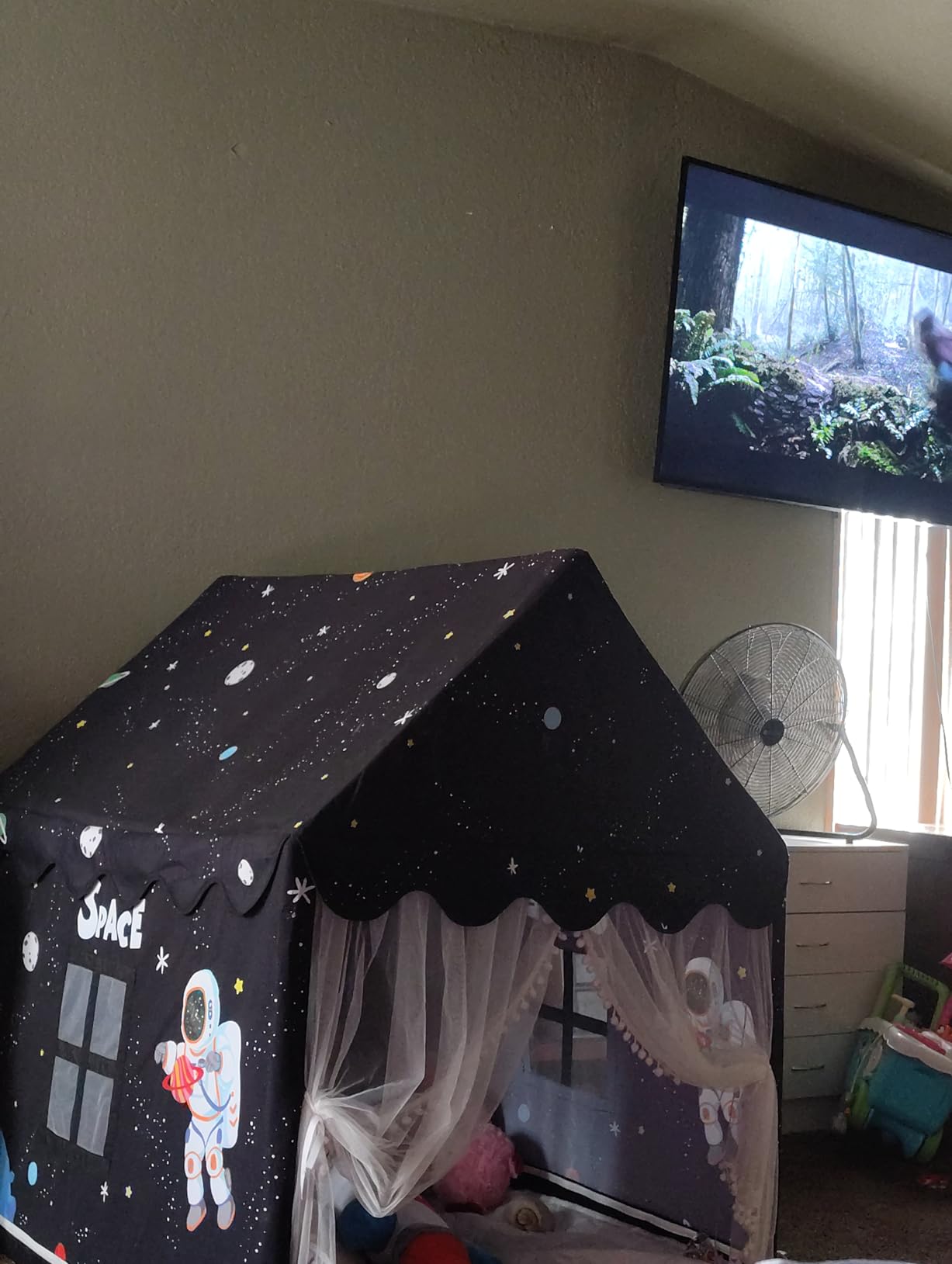 Wilwolfer Space Kids Tent Indoor: with Mat, Star Lights - Kids Play Tent Space Toys - Bedroom Decorations Astronaut Rocket Ship (Black) customer photo 1