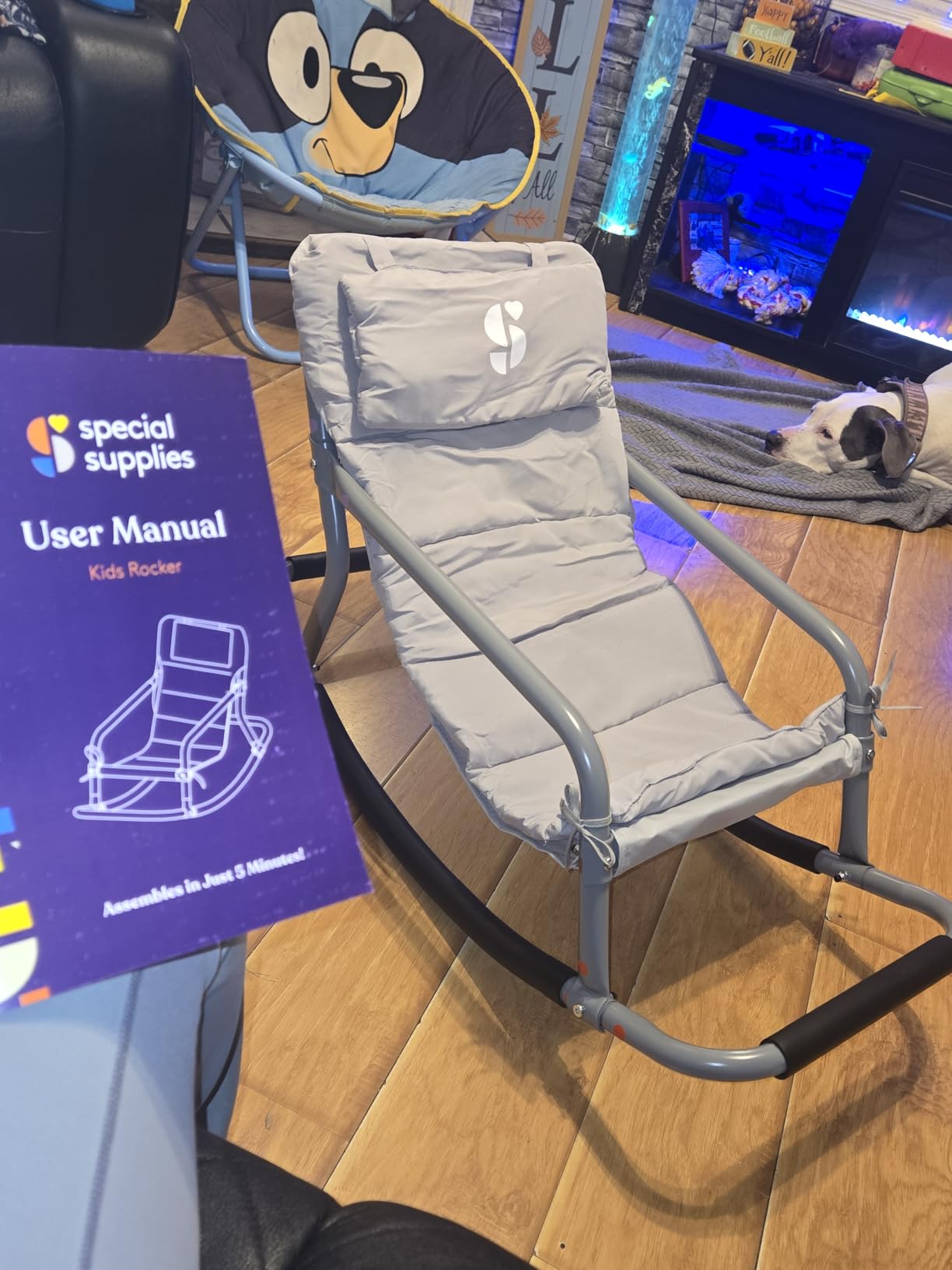 Special Supplies Sensory Rocking Chair for Kids - Comfortable Kids Rocker- Versatile Floor Chair with Soft Fabric and Stability for Playroom, Bedroom, or Nursery (Ages 3+) (Grey) customer photo 1