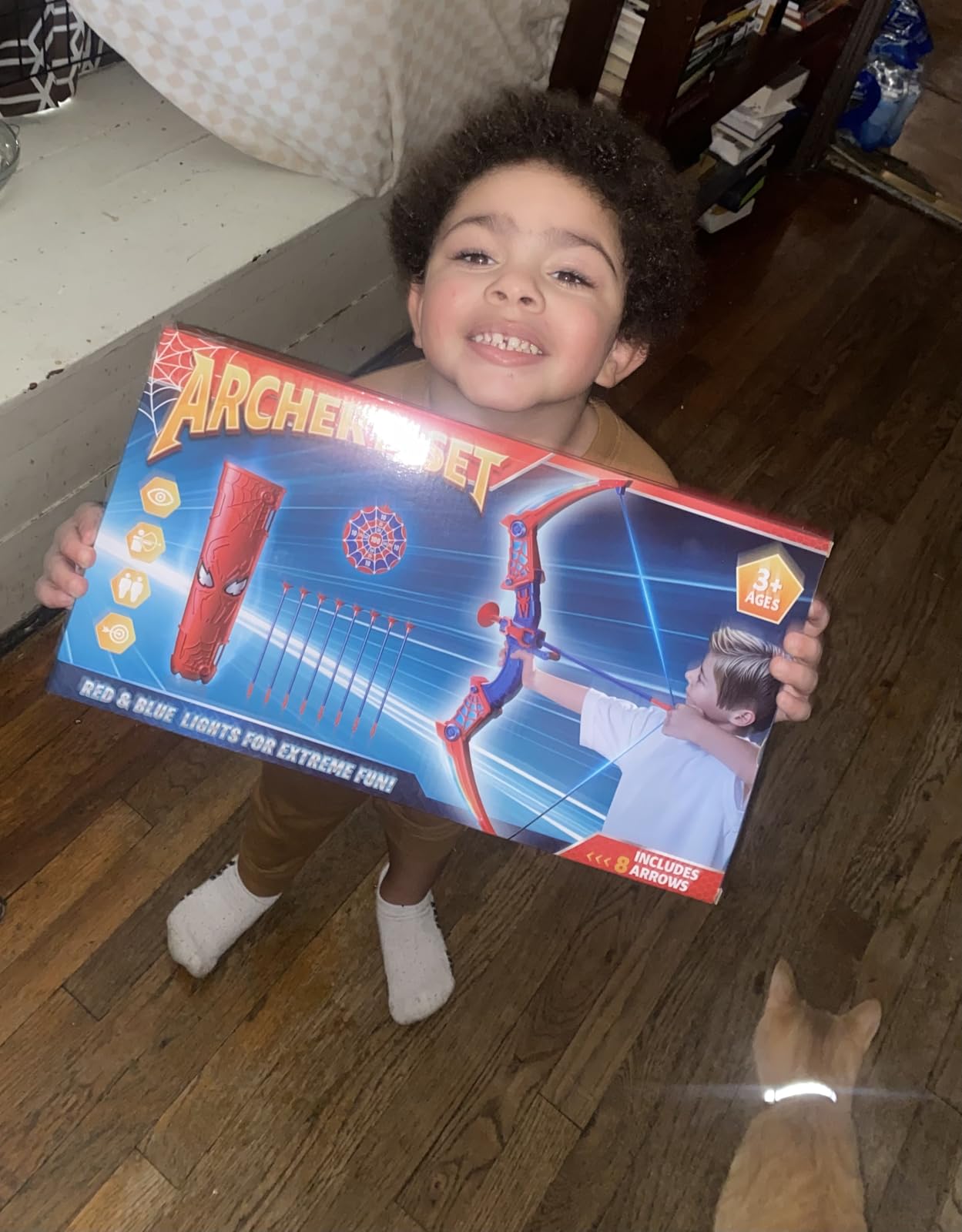 Spider Toys for Boys Age 3-4 4-6 6-8 8-12, Kids Toy BowArrow Shooting Set with Red & Blue LED Lights, Spider Quiver & Web Target, 8 Suction Cup Arrows, Toys Gifts for 3 4 5 6 7 8 9 10 12 Year Old Boys customer photo 2