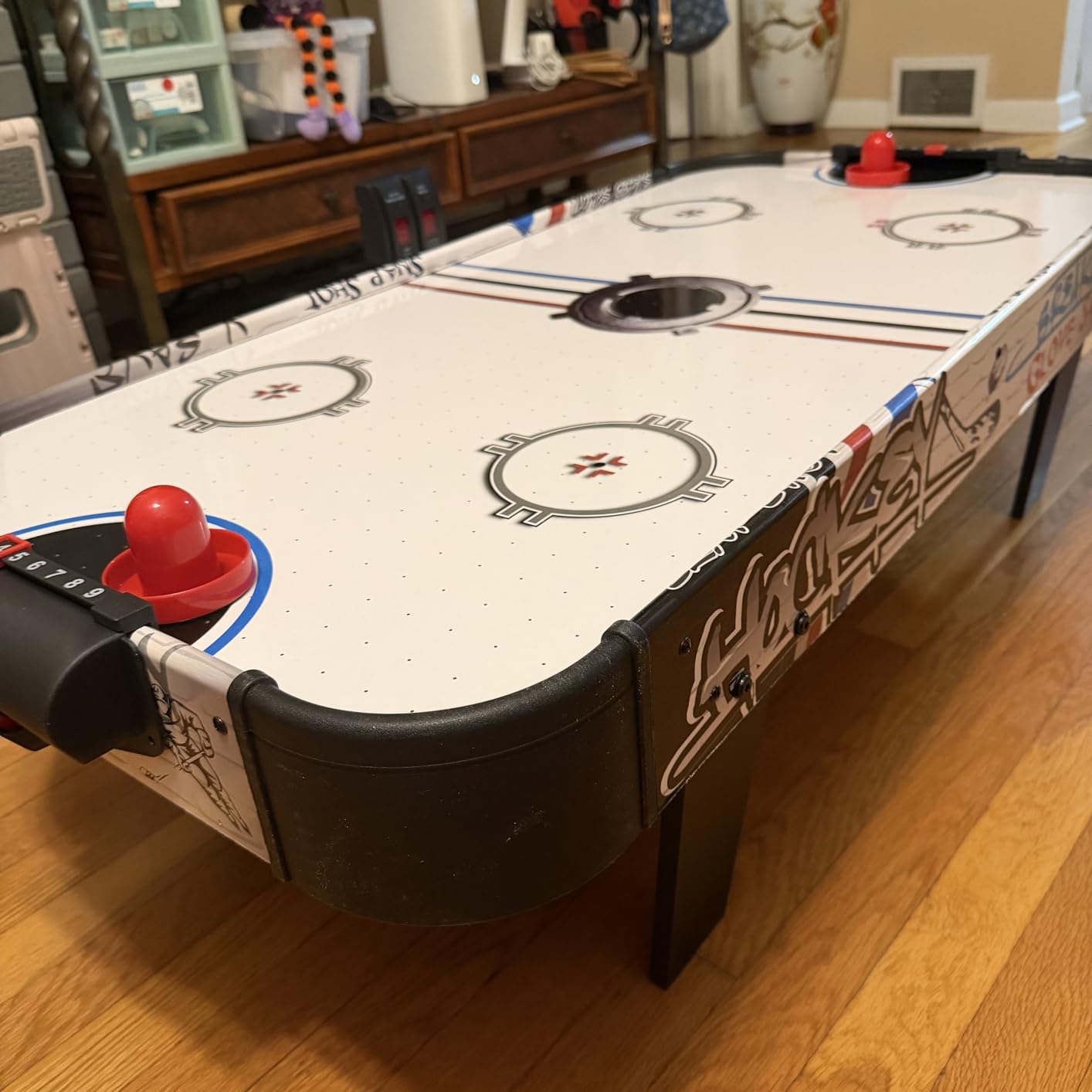KOTEK Air Hockey Table, 42 Inch Air Hockey Arcade Table with 2 Pushers, 2 Pucks, LED Scoreboard & Electric Motor Fan, Table Top Air Hockey Game for Kids & Adults customer photo 1