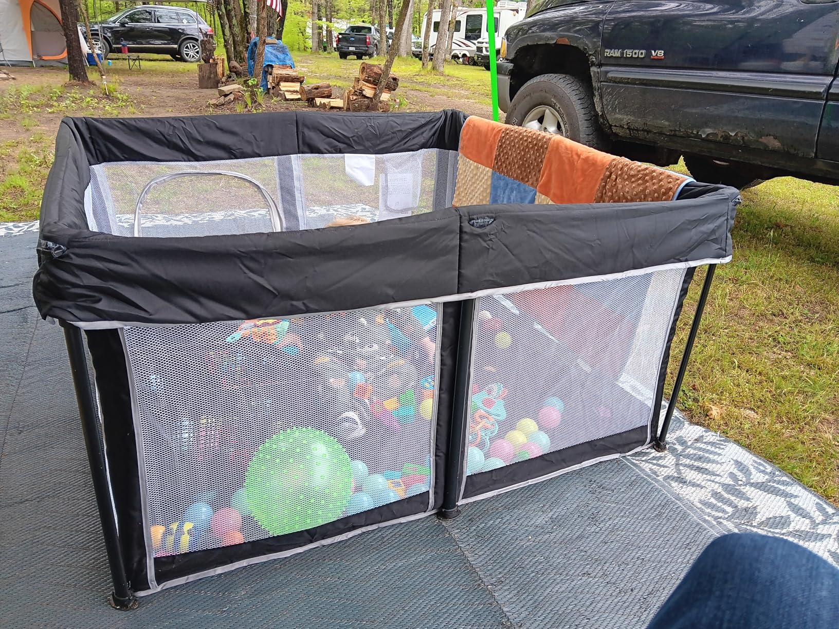 Taleco Gear Foldable Baby Play Pen with Mat, 50''x50'' Playpen for Babies and Toddlers, Playpen for Baby with Gate, Breathable,Foldable Travel Play Pen with 50 Ocean Balls customer photo 1
