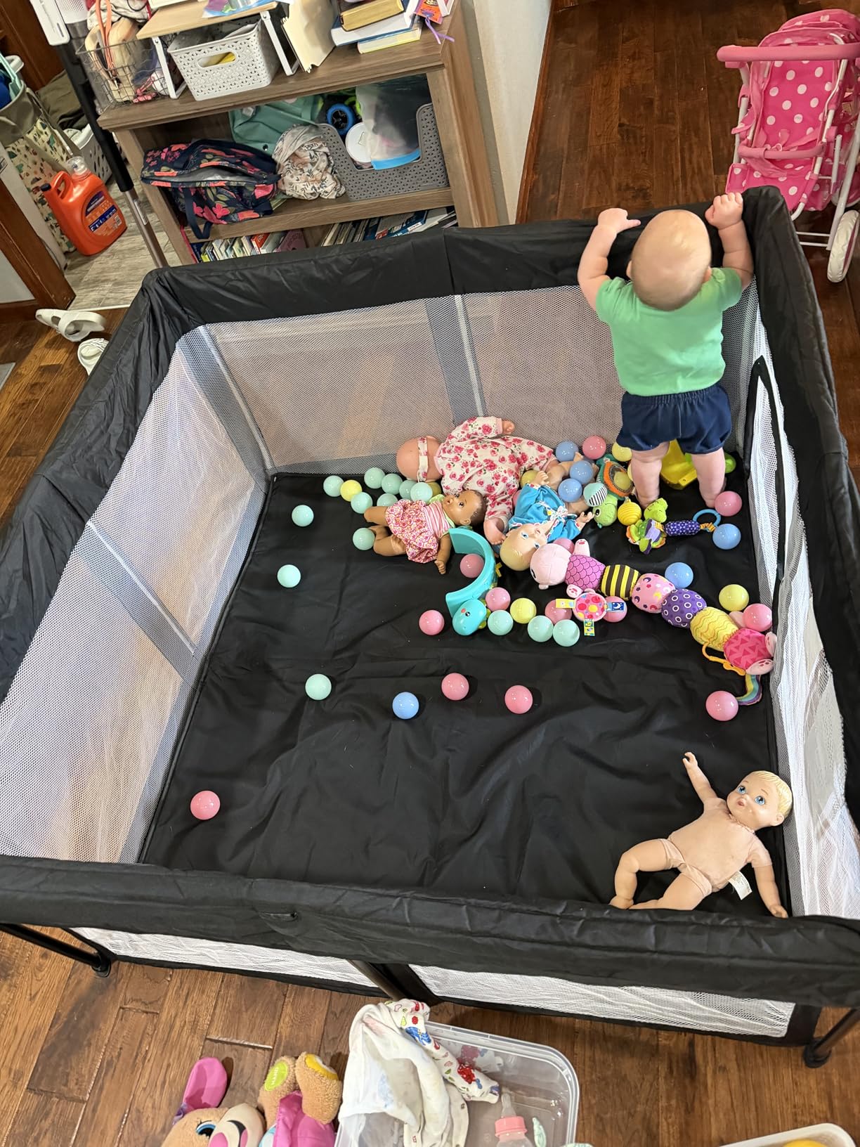 Taleco Gear Foldable Baby Play Pen with Mat, 50''x50'' Playpen for Babies and Toddlers, Playpen for Baby with Gate, Breathable,Foldable Travel Play Pen with 50 Ocean Balls customer photo 2