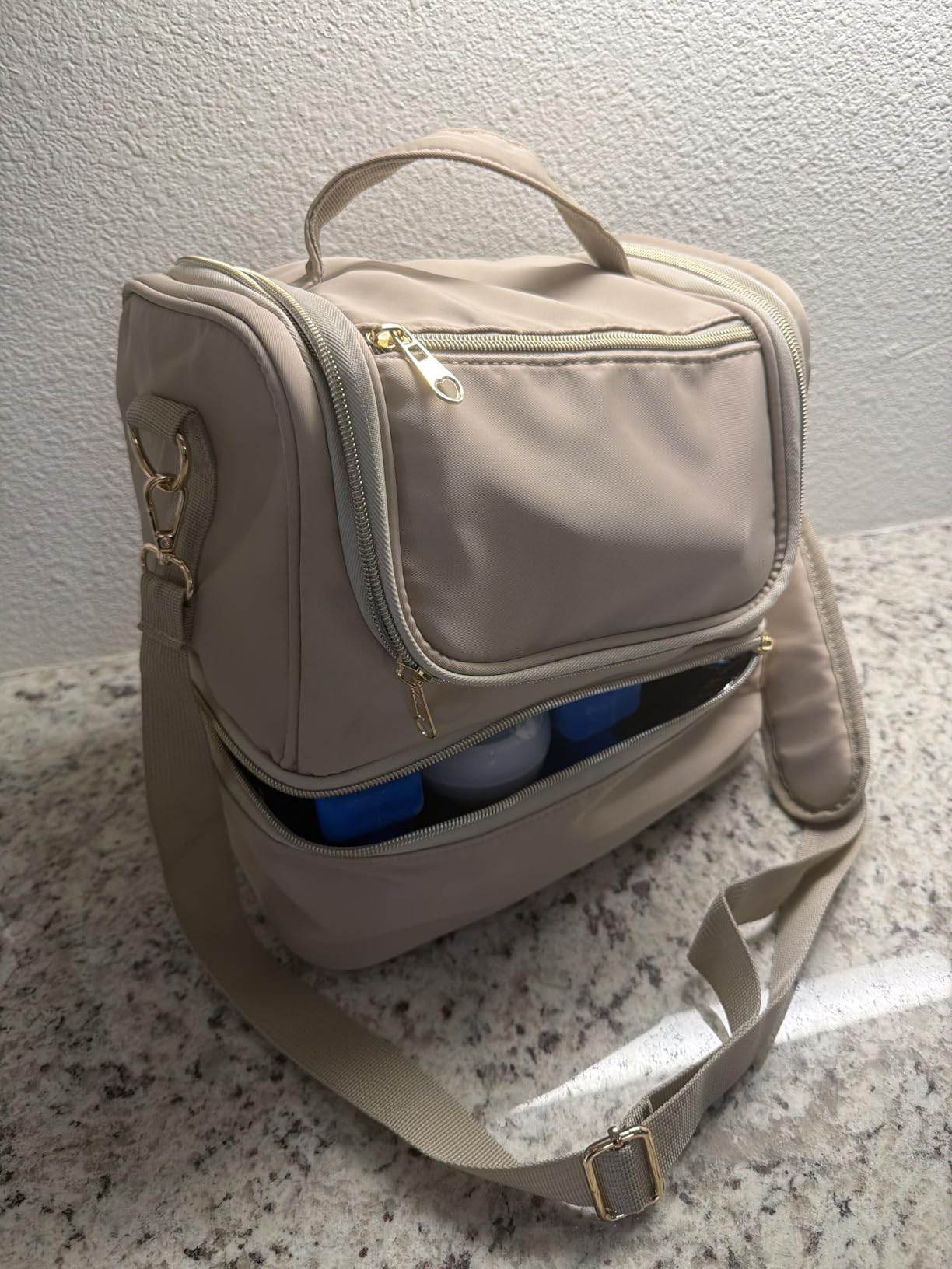 Wearable Breast Pump Bag with Cooler Compartment Fits for Willow/Eufy/Elvie/Momcozy M5/S12 Pro/Medela, Breast Milk Travel Tote Bag with Ice Pack & Waterproof Mat, Black customer photo 1