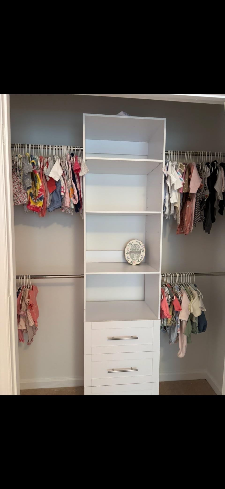 Closet System, 5FT-9FT Closet Organizer System with 4 Expandable Hanging Rods and Moveable Shelves, 115