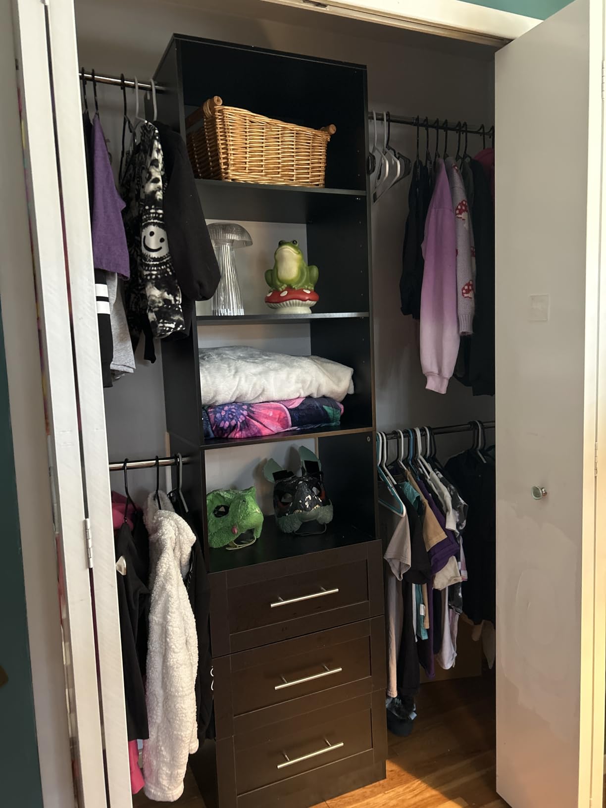 Closet System, 5FT-9FT Closet Organizer System with 4 Expandable Hanging Rods and Moveable Shelves, 115
