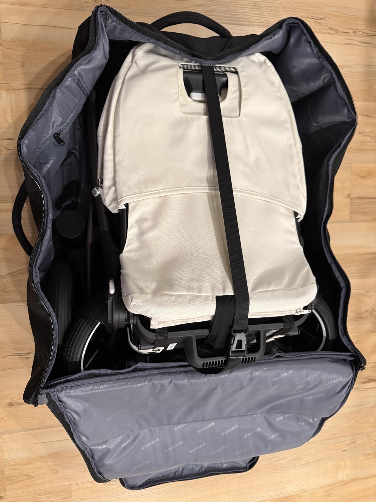 YOREPEK Stroller Bag Compatible with UPPAbaby Vista V2/V3 and Cruz V2 (No Wheel Removal Needed), Padded Stroller Travel Bag with Wheels, Foldable Stroller Cover with Storage Pocket, All Black customer photo 1