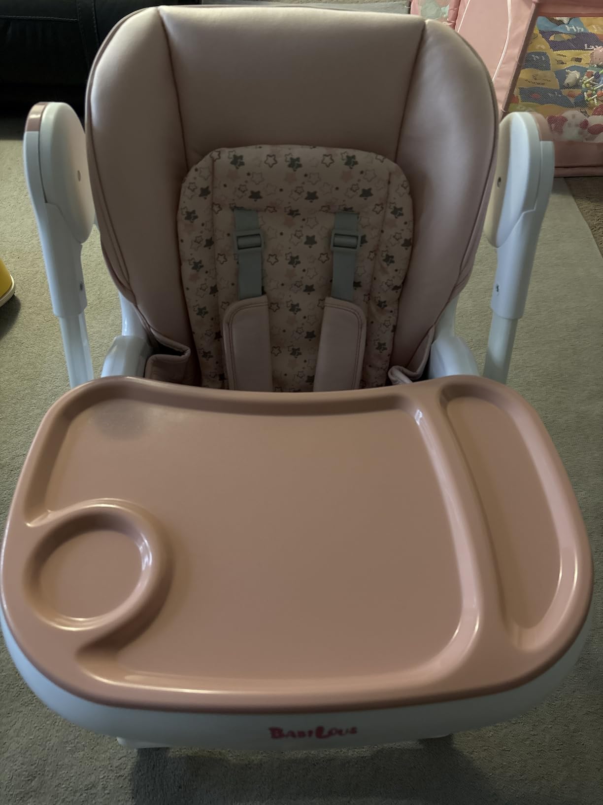 Babilous Foldable High Chair with Soft Cushion, High Chairs for Babies and Toddlers, Height Adjustable Feeding Chair, Adjustable Backrest and Footrest, Lockable Wheels, Star Gray customer photo 2