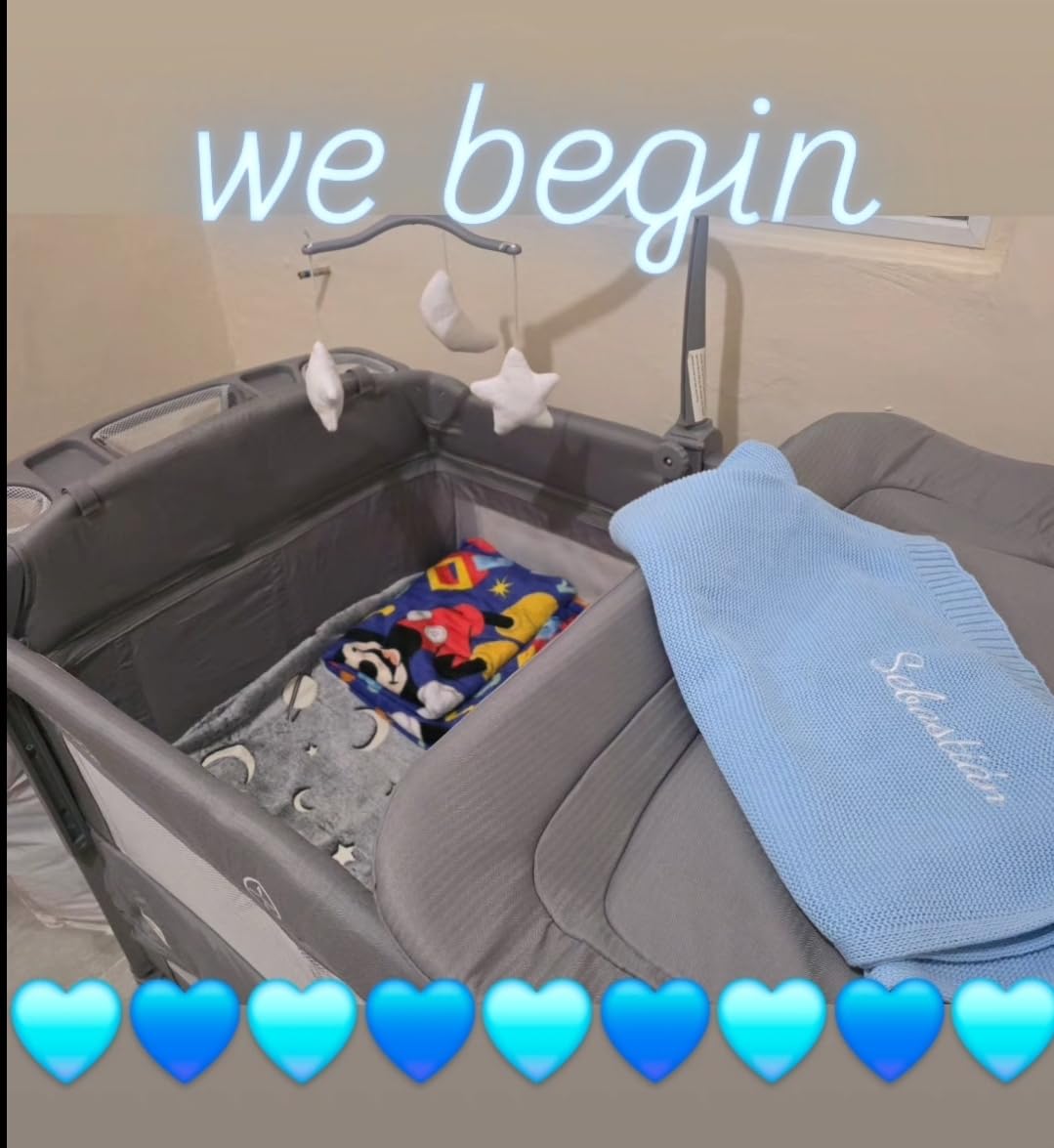 JOYMOR 9 in 1 Bedside Bassinet with Changing Table, Pack and Play with Bassinet, Convert to Rocking Baby Bed with Electric Music Center, Mosquito Net, Storage, Gray customer photo 1