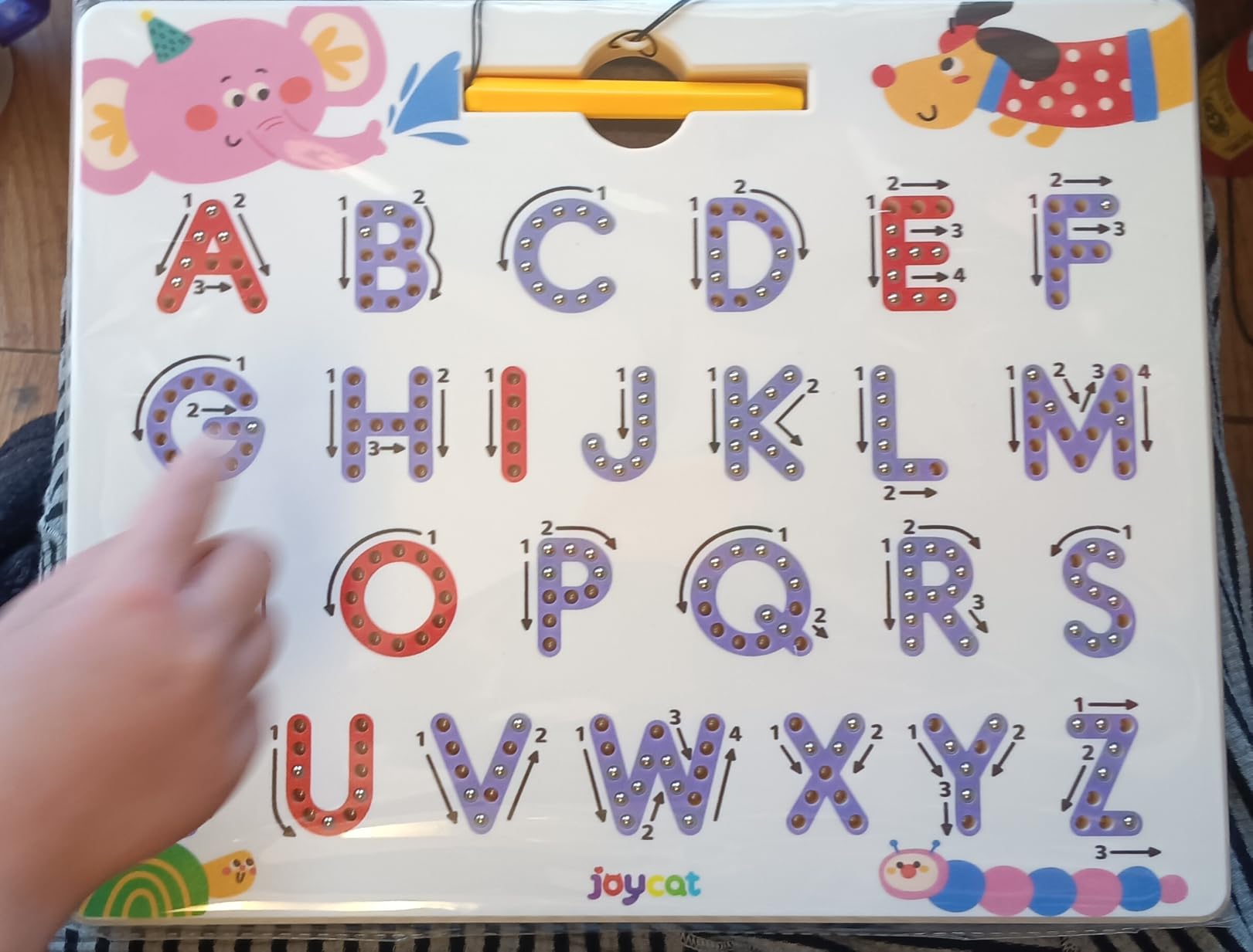 JoyCat Magnetic Letter Tracing Board, 2-in-1 Double-Sided ABC Magnets for Kids Ages 3-5, Uppercase & Lowercase Letter Writing Practice - Preschool Learning Toys, Road Trip Car Activities for Toddlers customer photo 2
