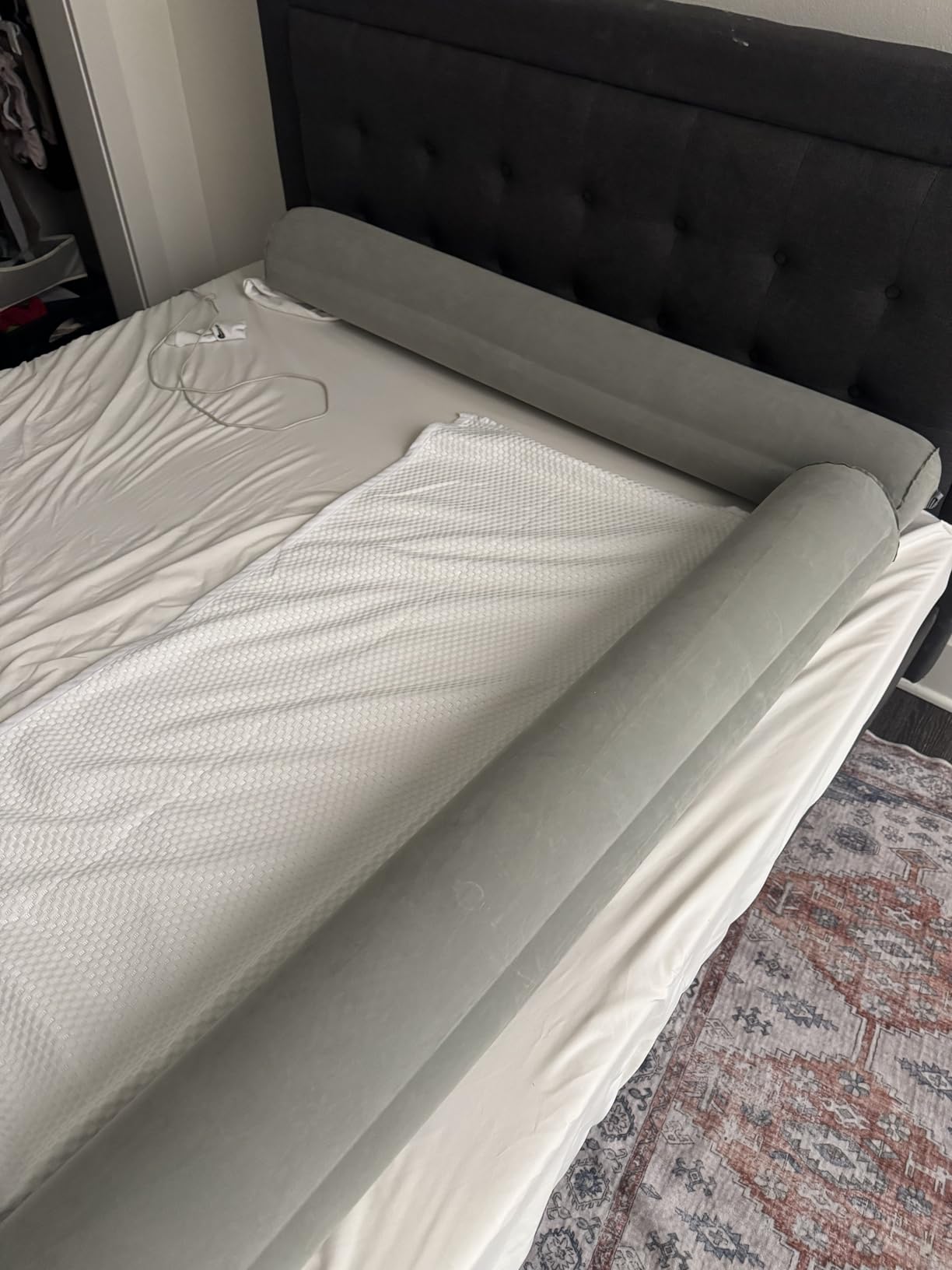 LUMARA Inflatable Bed Rail for Toddlers 2 Pack - Portable Travel Bed Bumpers for Kids Fits Twin Full Queen King Size Beds - Non-Slip Safety Guard Rails customer photo 1