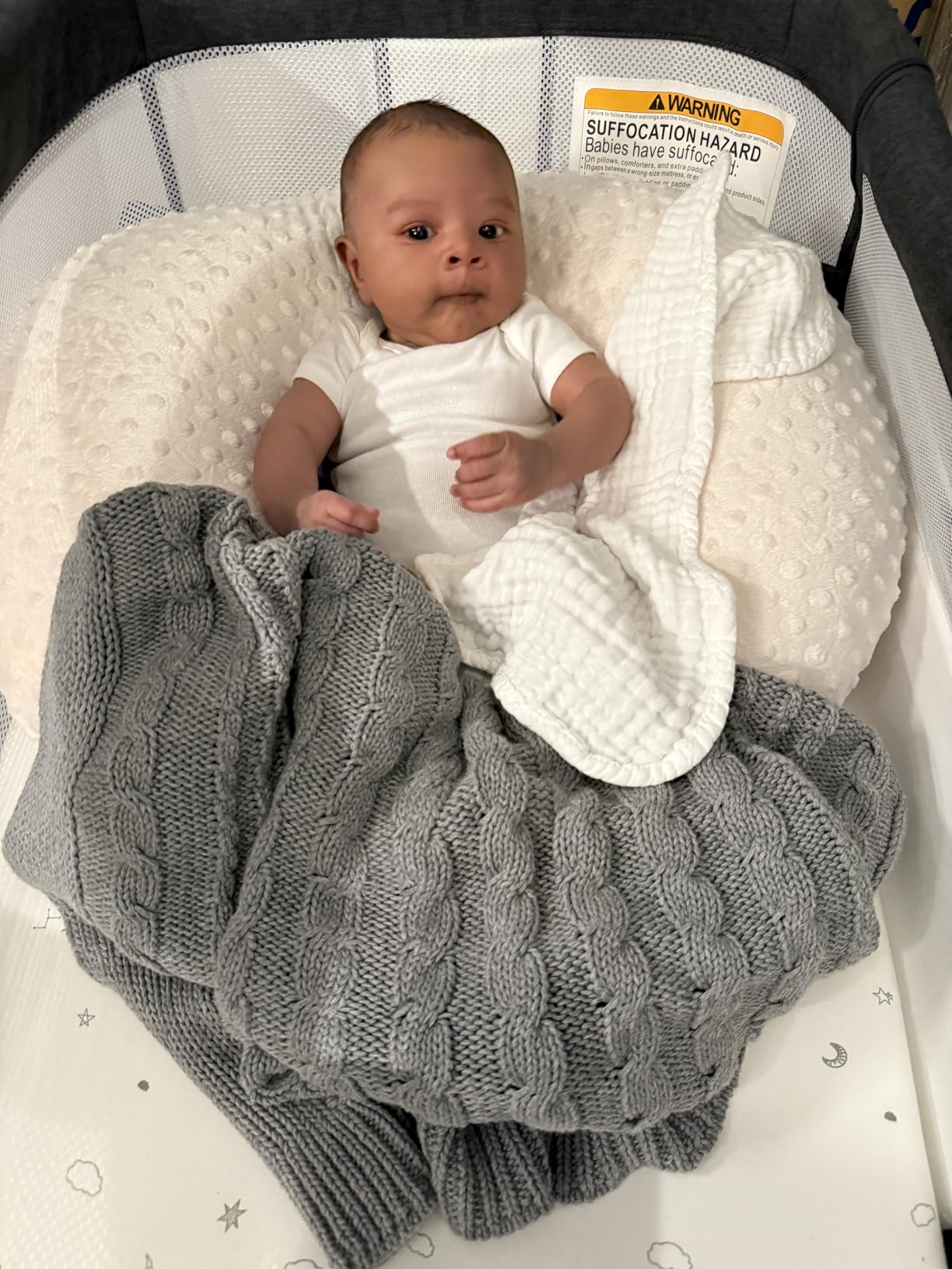 Burt's Bees Baby Infant Blanket, Cable Knit, Made with 100% Soft Breathable Organic Cotton, Nursing Blankets, Machine Wash Baby Newborn Essentials, Size 30 x 40 Inch customer photo 2