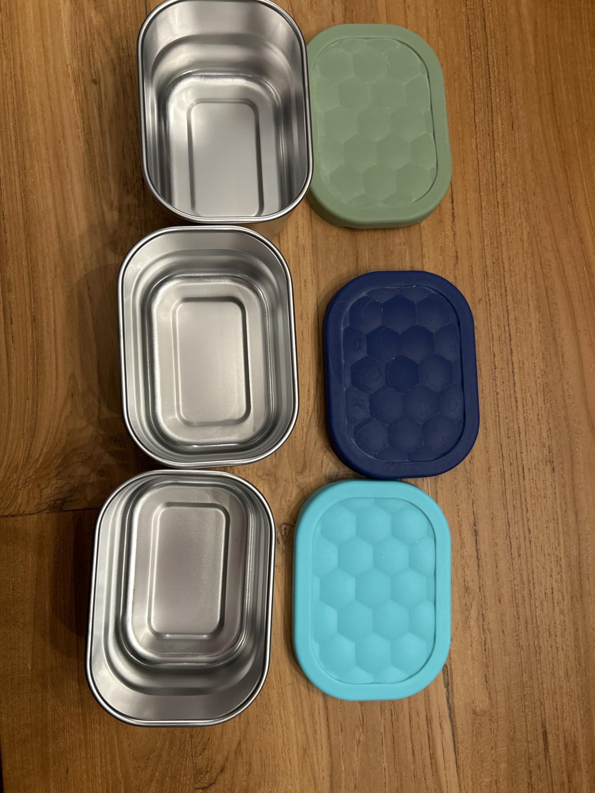 Gencywe 3 Pack Stainless Steel Snack Containers for Kids, 8 oz Easy Open Leak Proof Small Toddler Snack Containers with Silicone Lids, Stackable Metal Lunch Box for Daycare and School (Blue) customer photo 1