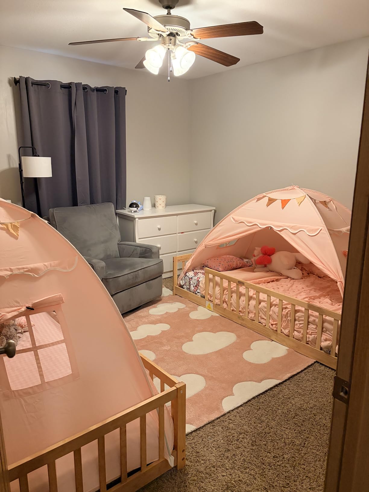 Sumbababy Twin Bed Tent for Kids, Toddler Bed Canopy Indoor Tent for Boys Girls with Star Lights & Flags, Queen Size Kids Tents for Inside Bedroom (Golden Beige) customer photo 1