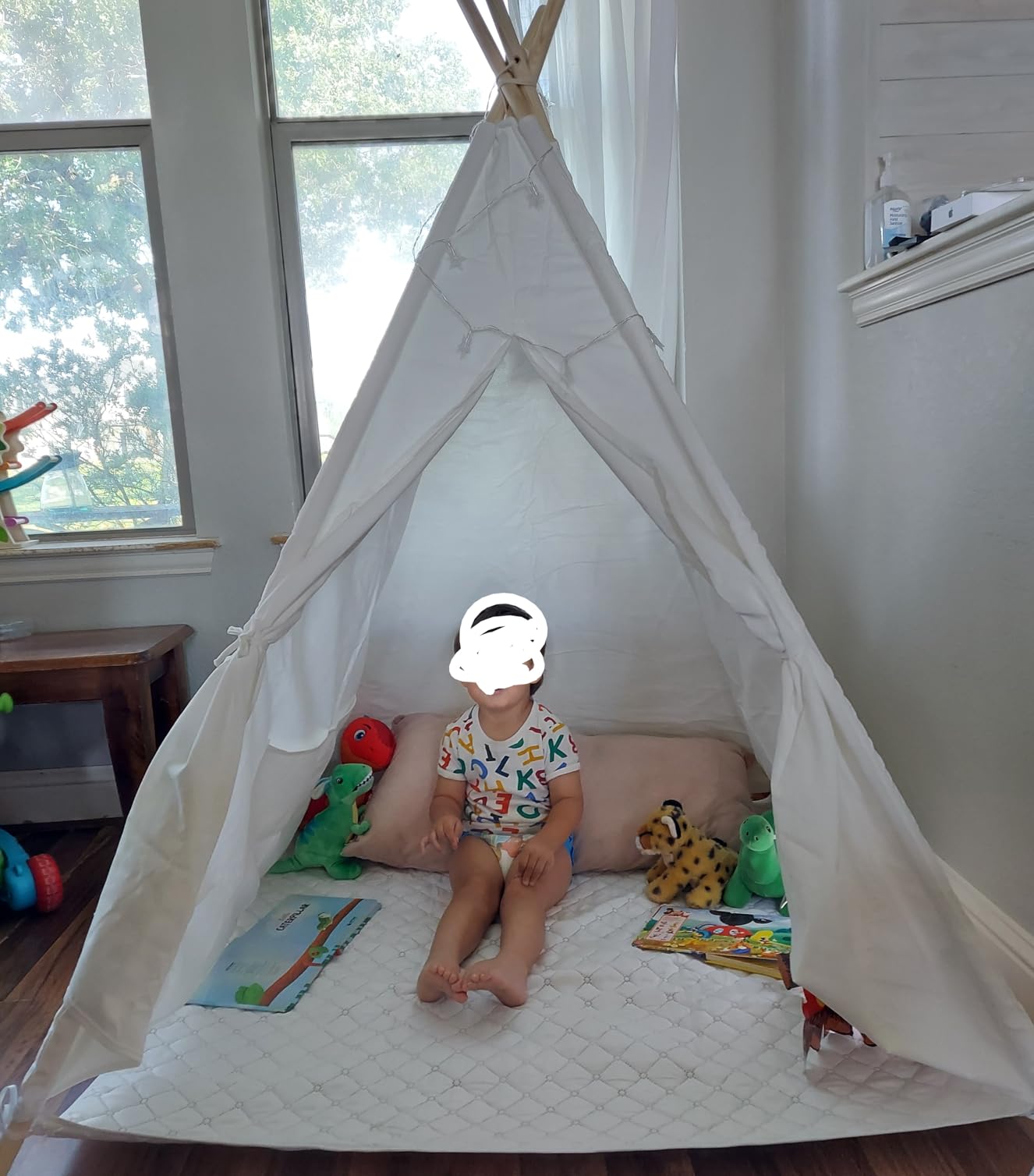Teepee Tent with Starry Lights, Ground Mat and Pockets, Kids Teepee Tents for Indoor & Outdoor Use, Foldable Play Tents for Boys & Girls, Washable Toddler Play Tent for Birthdays & Holidays customer photo 1