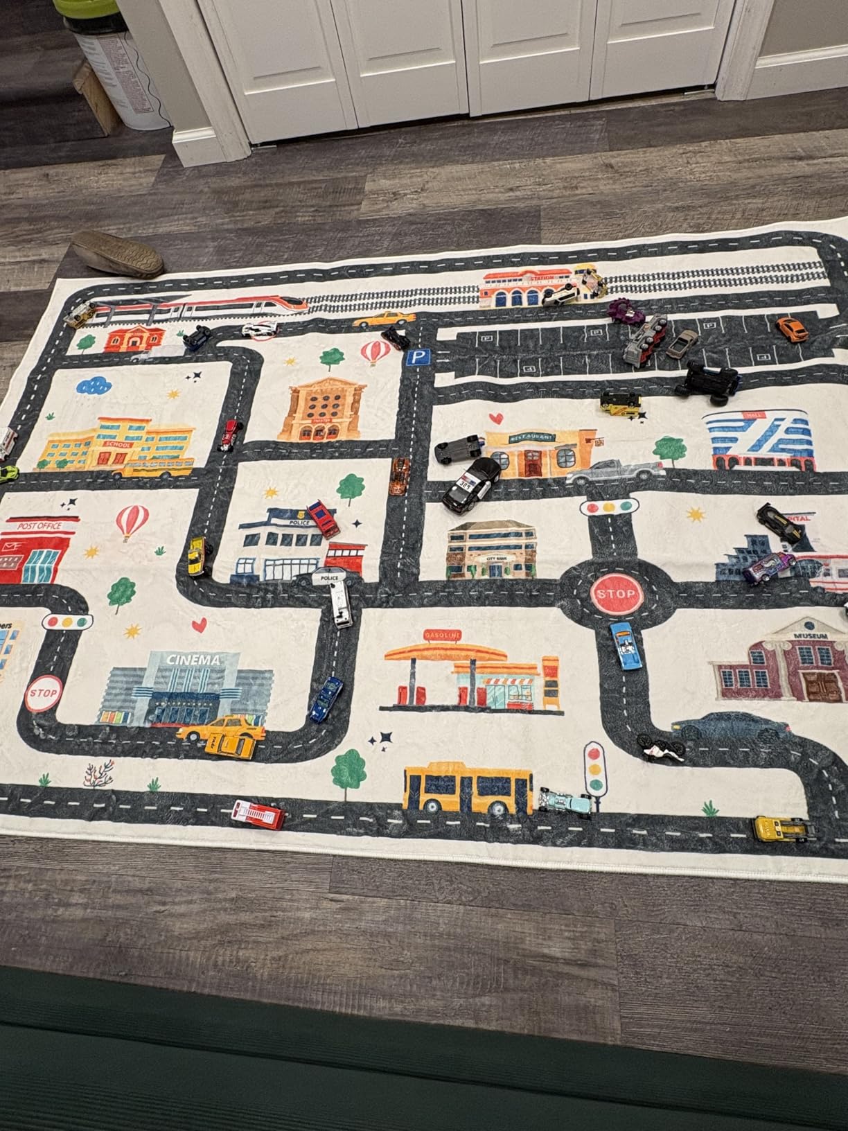 5x7ft Kids Town Road Play Rug - Non-Slip Faux Wool Carpet with Interactive City Map Design, Educational Toy Vehicle Mat for Kids, Bedroom Playroom Nursery Gift customer photo 1