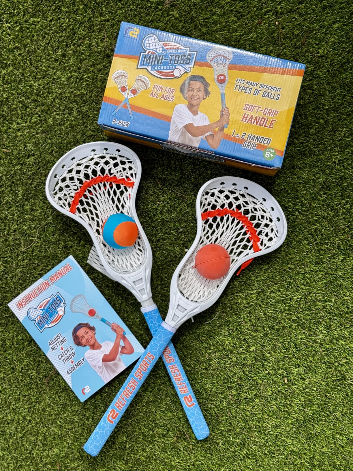 Mini Toss Lacrosse Set - The Ultimate Game for the Pool or Beach & Backyard - Comes with Water Skipping Ball, Rubber Ball & 2 Sticks with Premium Full Size Basket for Easier Catching and Throwing customer photo 2