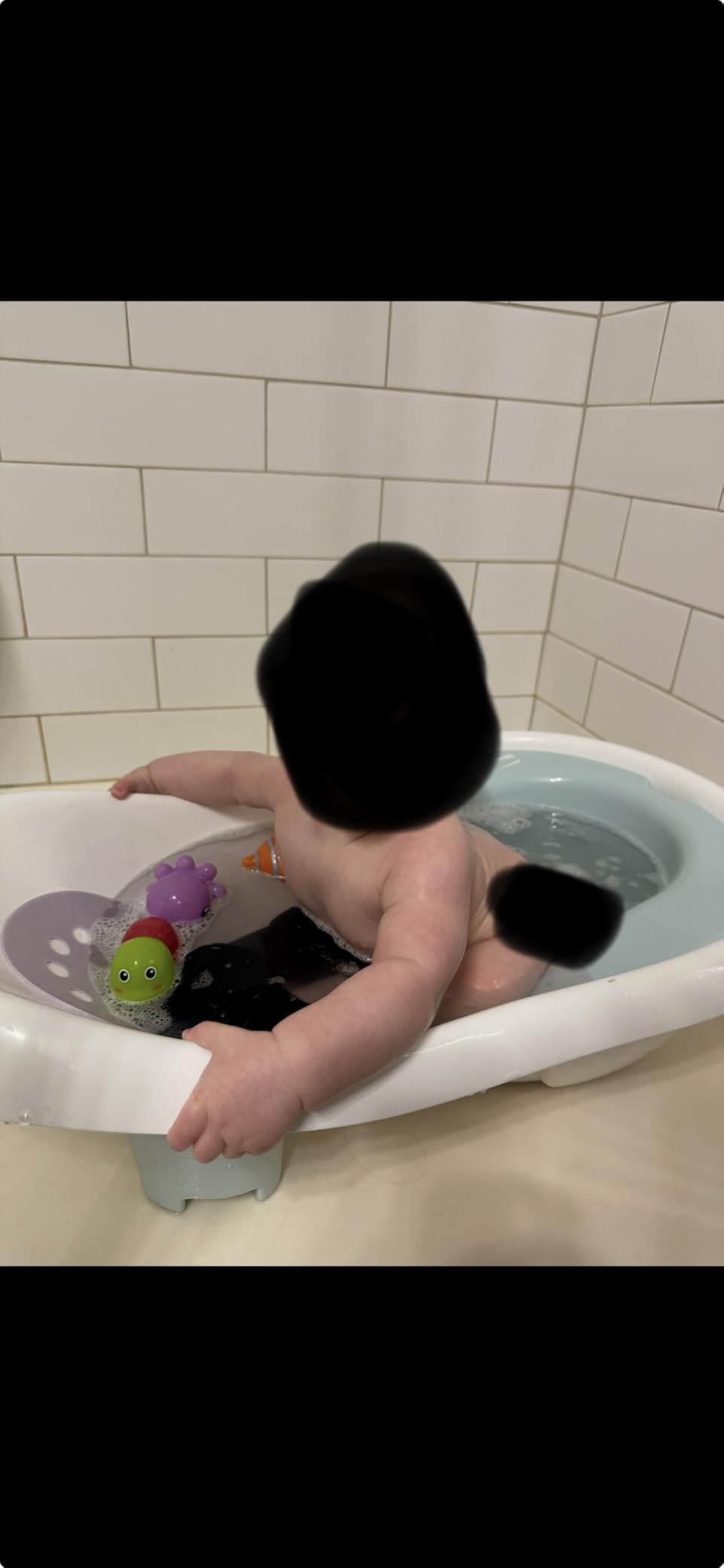 Fisher-Price Baby to Toddler Bath 4-in-1 Sling 'N Seat Tub with Removable Infant Support and 2 Toys, Summer Blossoms customer photo 2