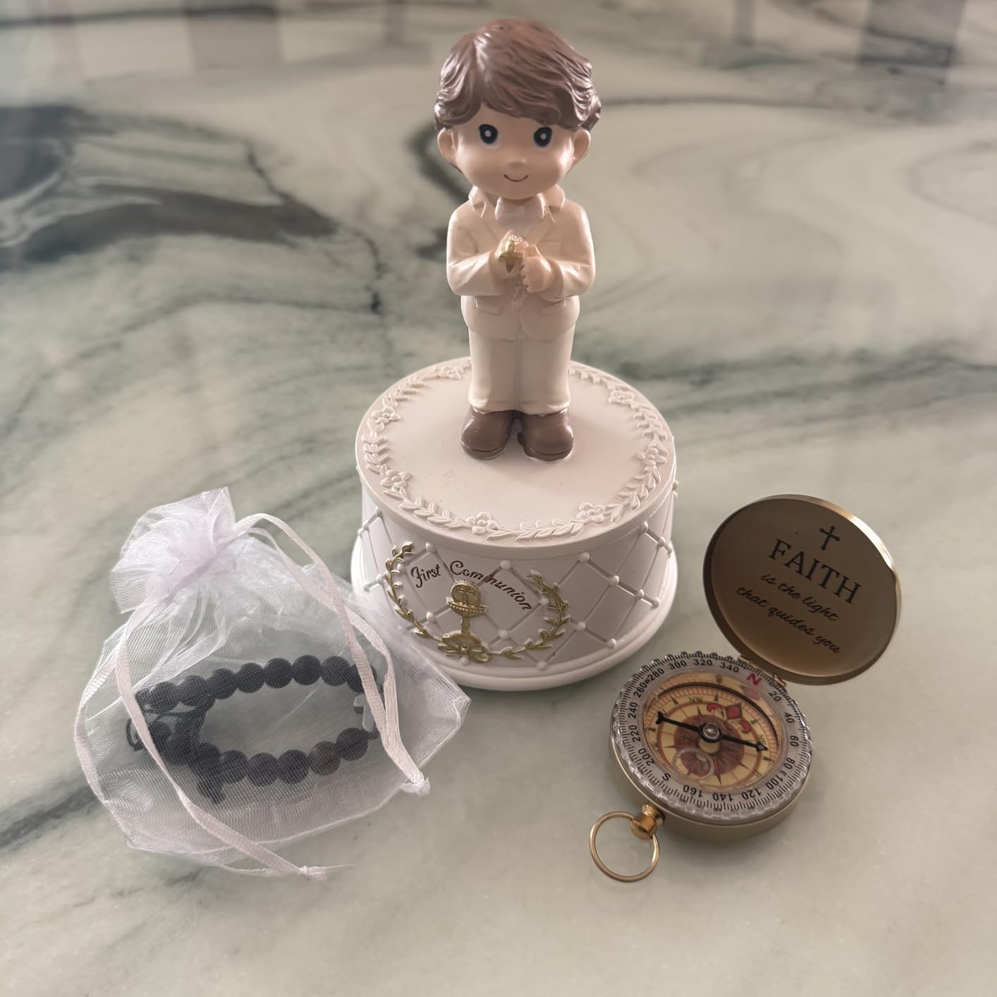 First Communion Gifts for Girls- First Holy Girl Figurine with Keepsake Box & Flower Girl Headpiece & Cross Necklace & Cross Bracelet Included, 1st Communion Gifts for Girls customer photo 1
