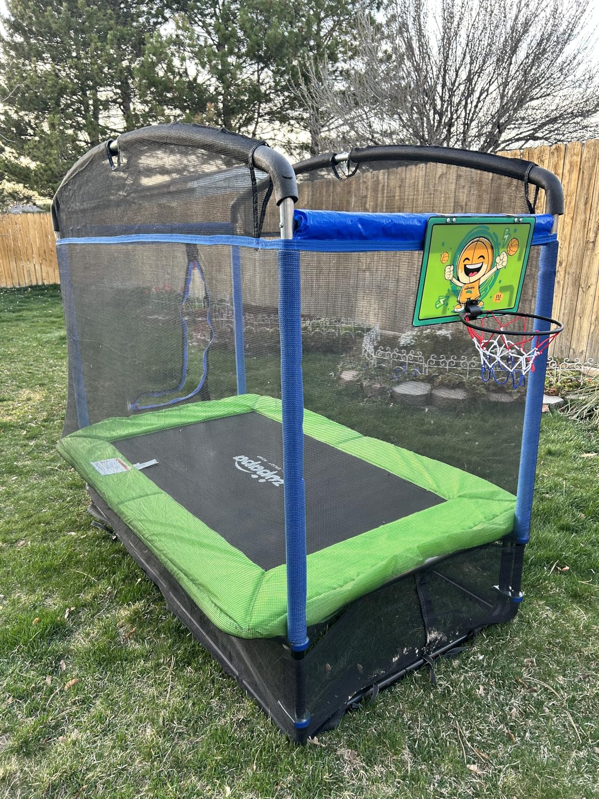 Zupapa 4X6FT Rectangle Trampoline with Basketball Hoop, and Safety Net - Indoor/Outdoor Kids Trampoline for Toddlers Ages 3-6, 220LBS Capacity, Heavy-Duty Galvanized Steel Frame customer photo 1