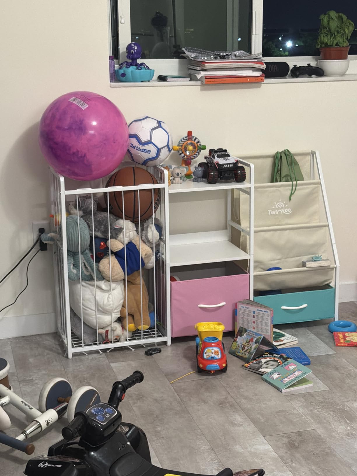 Twinkoo Kids Bookshelf and Toy Storage, Large 3 Tier Book Shelf for Kids Rooms, Sling Baby Bookcase with Stuffed Animal Storage, Toddler Montessori Bookshelf, Grey, 3 Column customer photo 2