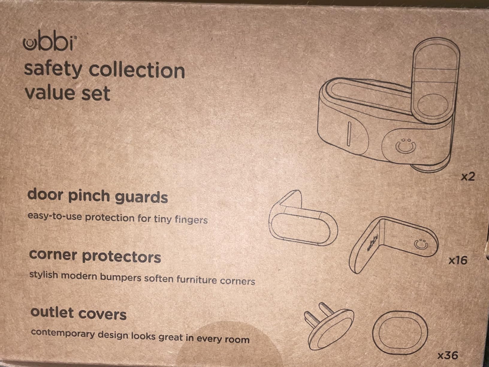Ubbi Safety Bundle, Safeguarding and Baby Proofing Set, Includes 36 Outlet Covers, 16 Table Corner Protectors and 2 Pinch Guards, Child Safety Kit customer photo 1