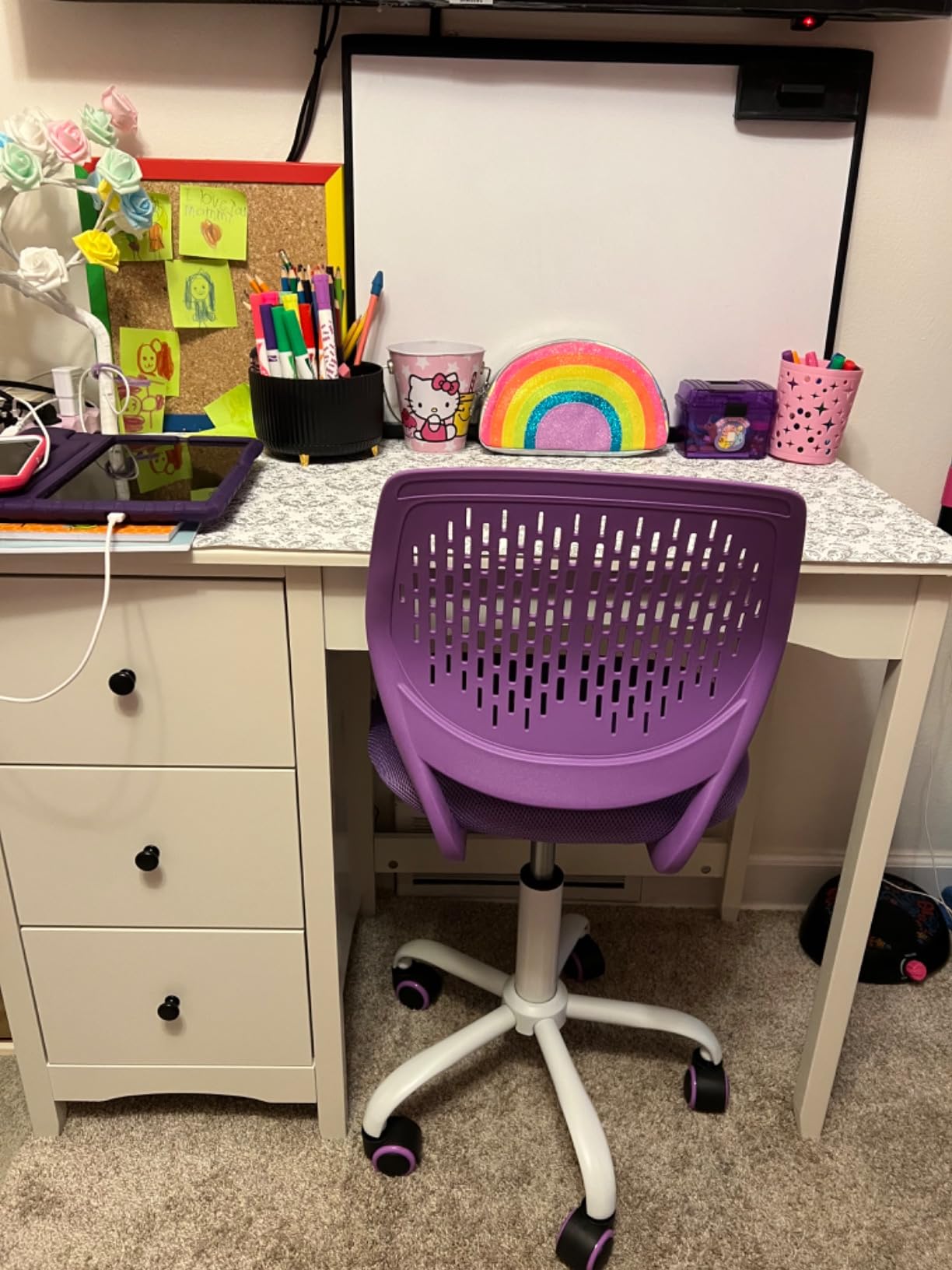Giantex Kids Desk Chair, Adjustable Children Study Chair, Swivel Armless Mesh Task Office Chair, Computer Desk Chair with Adjustable Height & Lumbar Support (Grey) customer photo 2