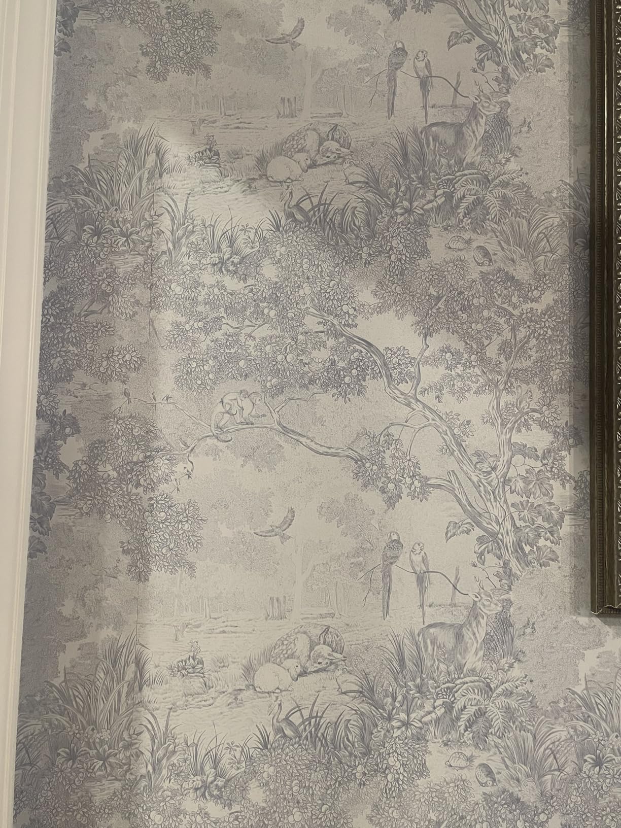 Heroad Peel and Stick Wallpaper Beige Neutral Vintage Forest Animals Floral Wallpaper Removable Self-Adhesive Contact Paper for Bedroom Living Room Cabinets Decoration Thicken Vinyl 17.3x78.7 customer photo 1