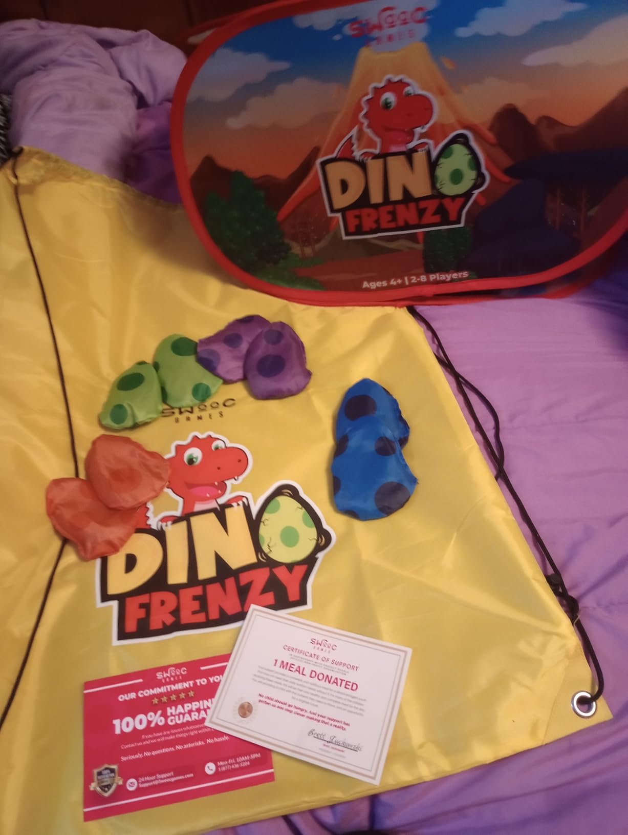 Swooc Games® - Dino Frenzy | 2-in-1 Corn Hole Games for Kids | 5-Second Setup | Dinosaur Bean Bag Toss Game for Kids | Kid Cornhole Game Set | Toddler Party Activity | Outside Bean Bags Kid Tossing customer photo 2