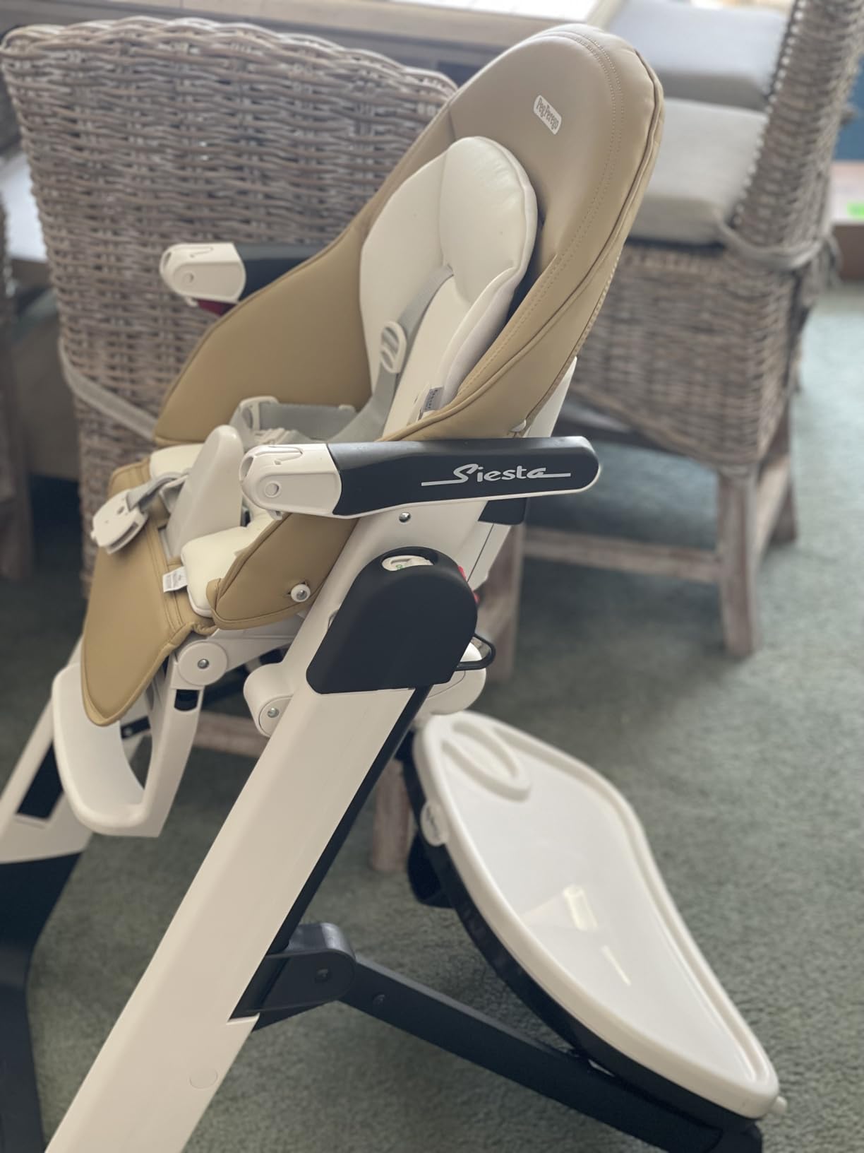 Peg Perego Siesta, Grow with Baby Folding High Chair & Recliner, Height Adjustable, Quick Clean & Easy Push Wheels for Babies & Toddlers, Made in Italy, Tahiti (Ocean Turquoise) customer photo 1
