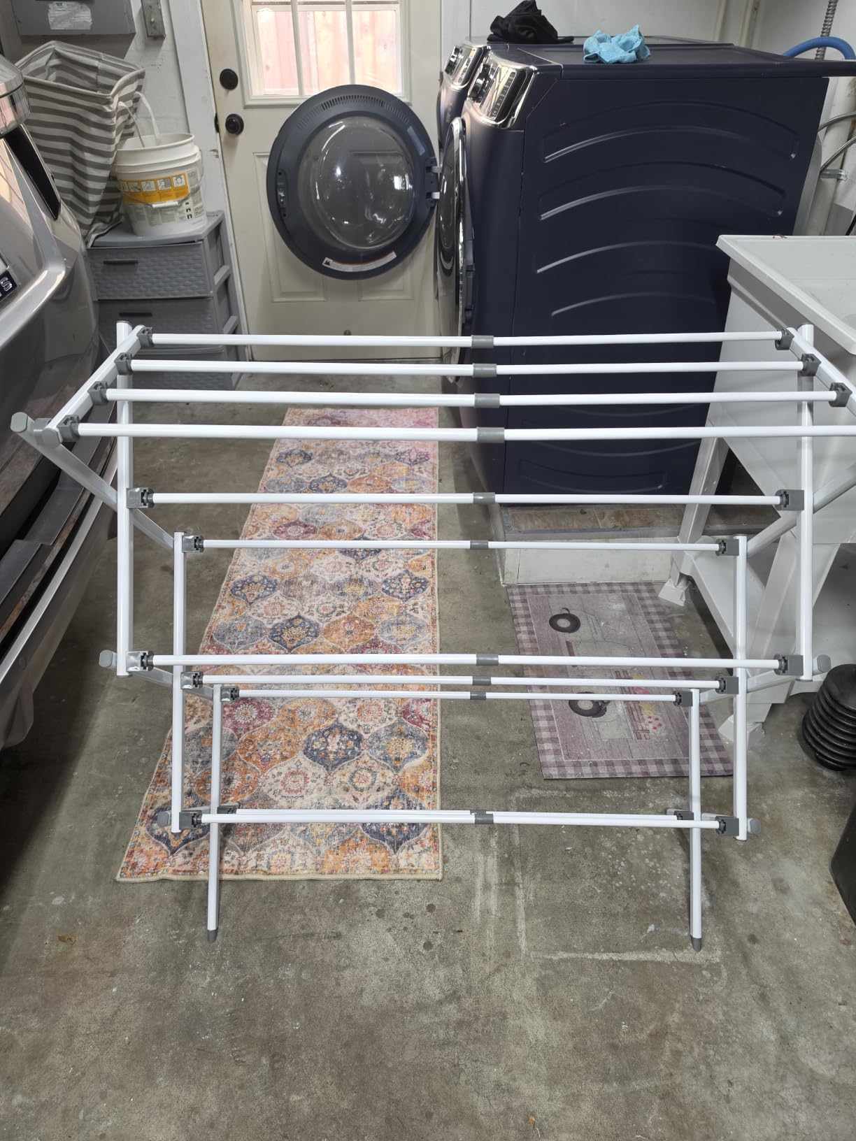 APEXCHASER Drying Rack Clothing - 3 Tier Metal Clothes Drying Rack Collapsible, Laundry Drying Rack Expandable, Small Clothe Airer for Baby Clothes Towel Bib Sock Indoor Outdoor Use (White) customer photo 1