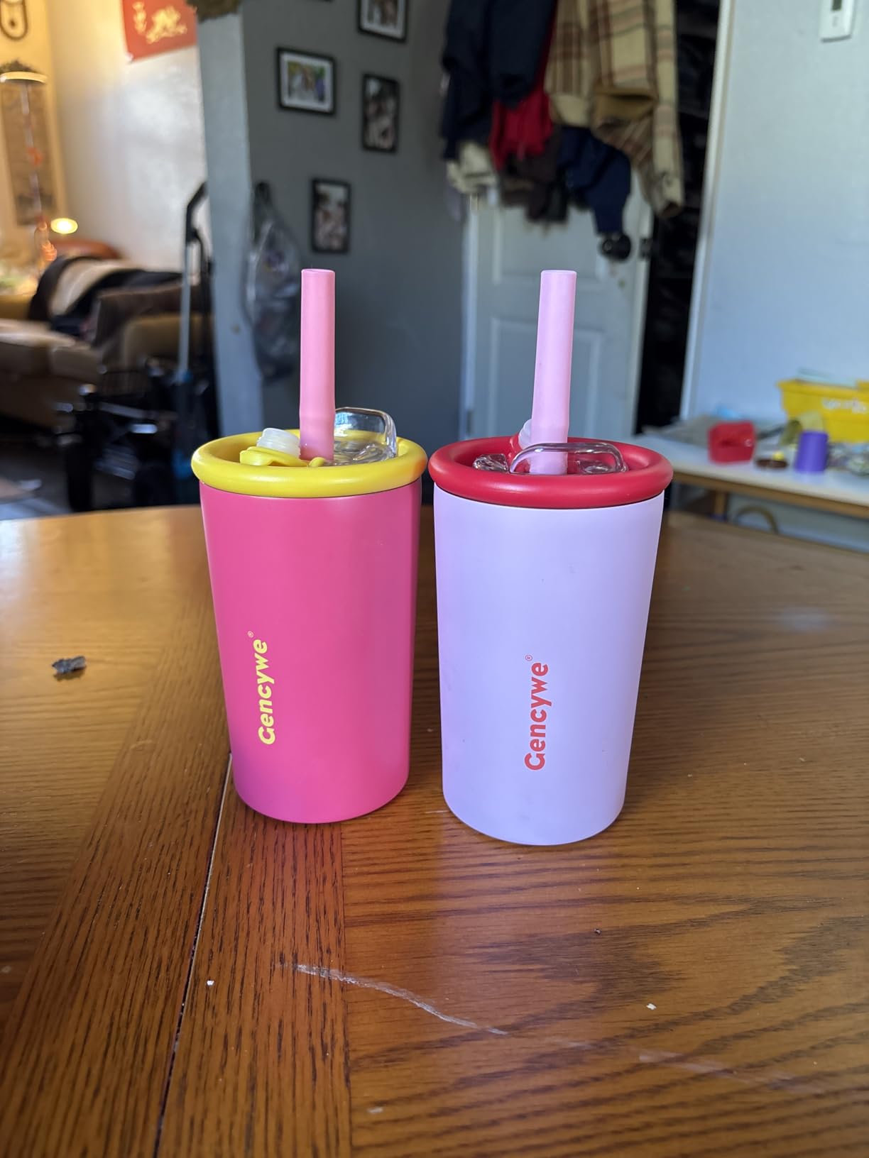 Gencywe 2 PACK Kids Double Walled Stainless Steel Cups with Straws and lids | 12 oz Spill-Proof Sippy Smoothie Tumbler Set, Small Kids Snack & Drink Water Cups, BPA-Free (Age: 3+ years old & up) customer photo 1
