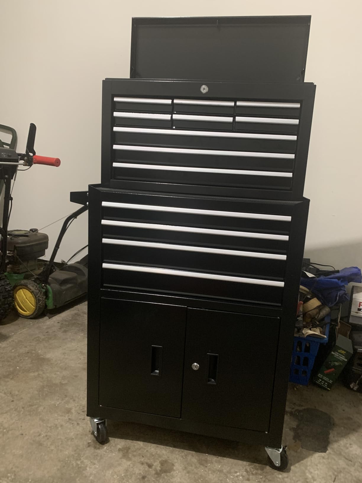 13-Drawer Double Door Rolling Tool Chest, 2 in 1 Detachable Tool Chest,Tool Box with Drawers and Wheels, Large Tool Cabinet with Lock, Metal Standing Toolbox for Garage Workshop-Black customer photo 2