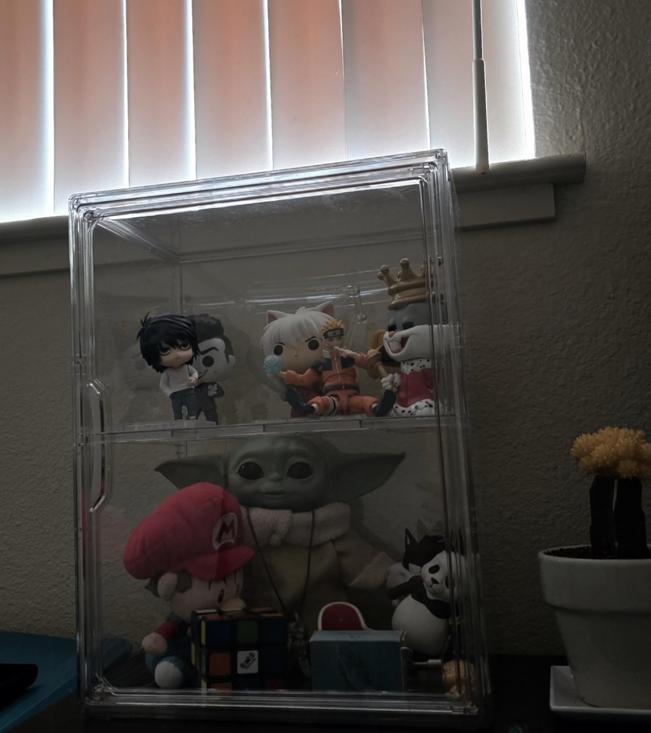 Acrylic Display Case for Collectibles, Clear Storage Bin with 3 Adjustable Layers, Stackable Storage Box with Magnetic Door for Figures customer photo 1