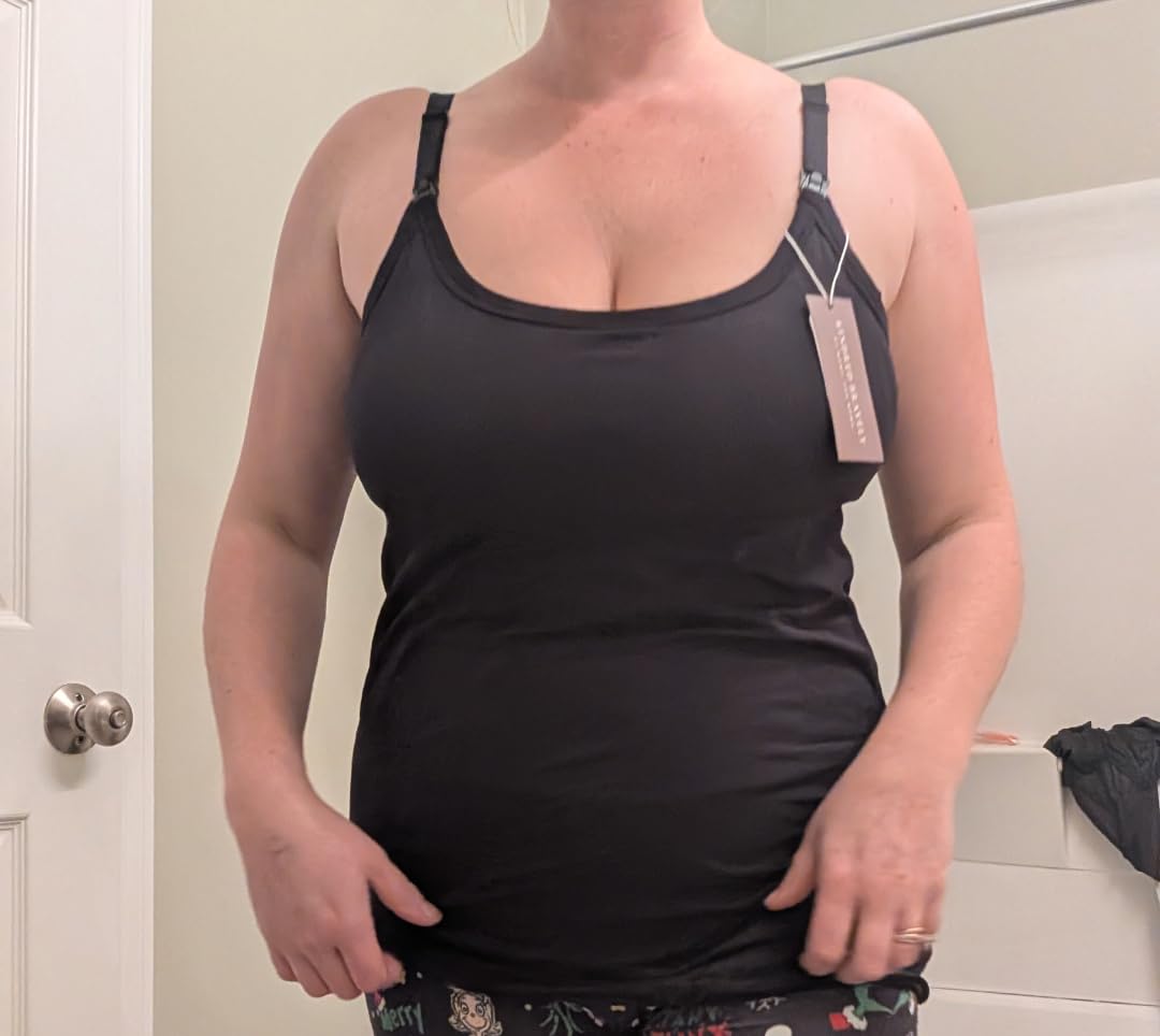 Kindred Bravely Nursing & Maternity Cotton Tank Top Cami 2-Pack | Black & White customer photo 1