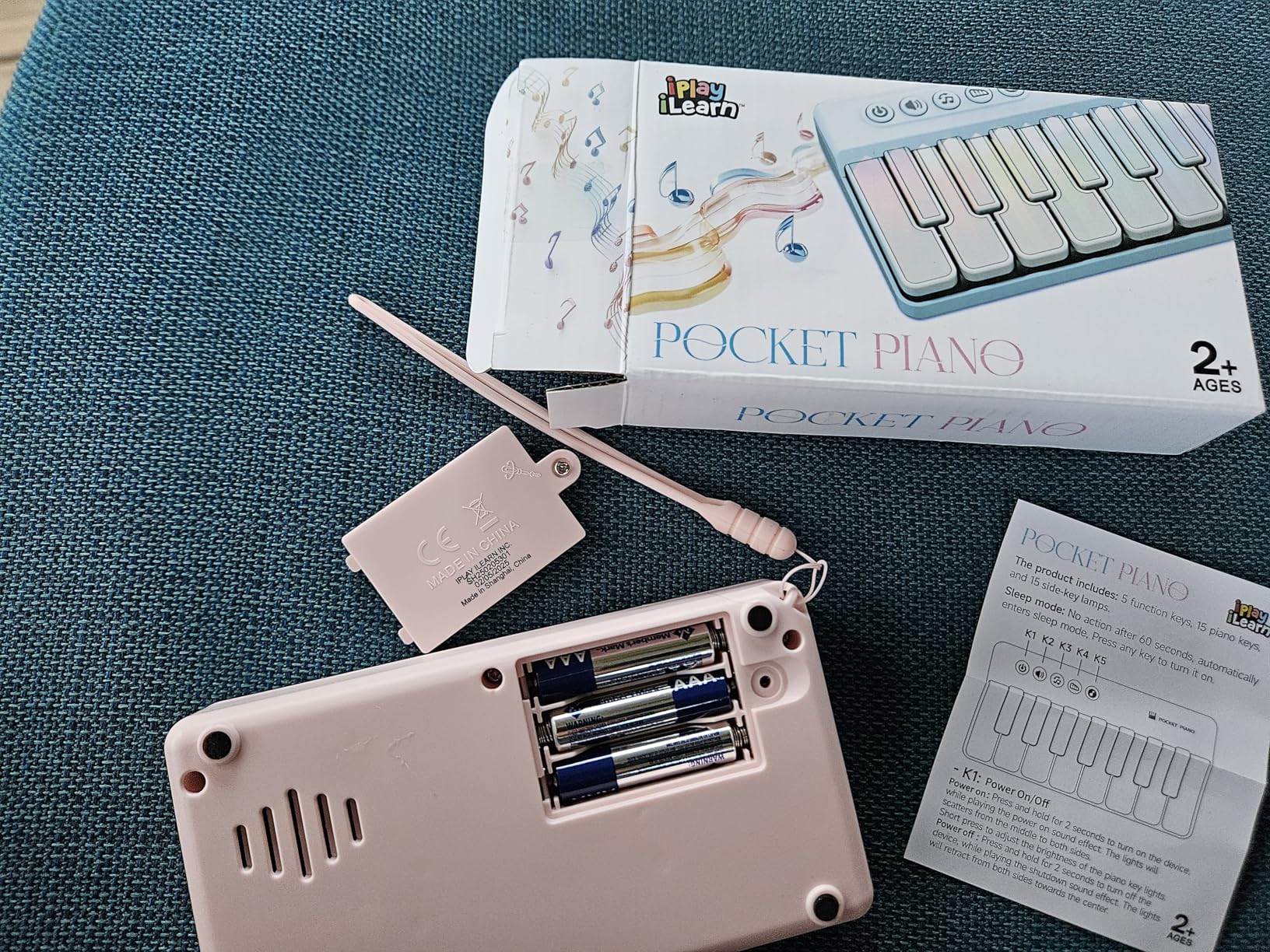 iPlay, iLearn Kids Mini Piano Toy W/Rainbow Lights, Toddler Pocket Travel Piano Keyboard for 1-3, Portable Musical Instrument Toys, Music Interactive Birthday Gift 2 4 5 6 Year Old Boy Girl Child-Blue customer photo 2