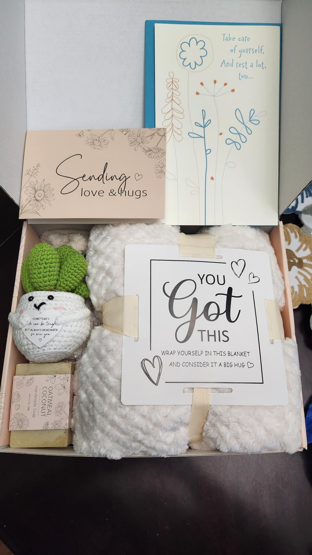 Get Well Soon Gifts Baskets for Women Self Care Gifts, Spa Care Package After Surgery Inspirational Thinking of You Sympathy Gift, Feel Better Encouragement Gift for Women Sick Friends Mom w/ Blanket customer photo 2