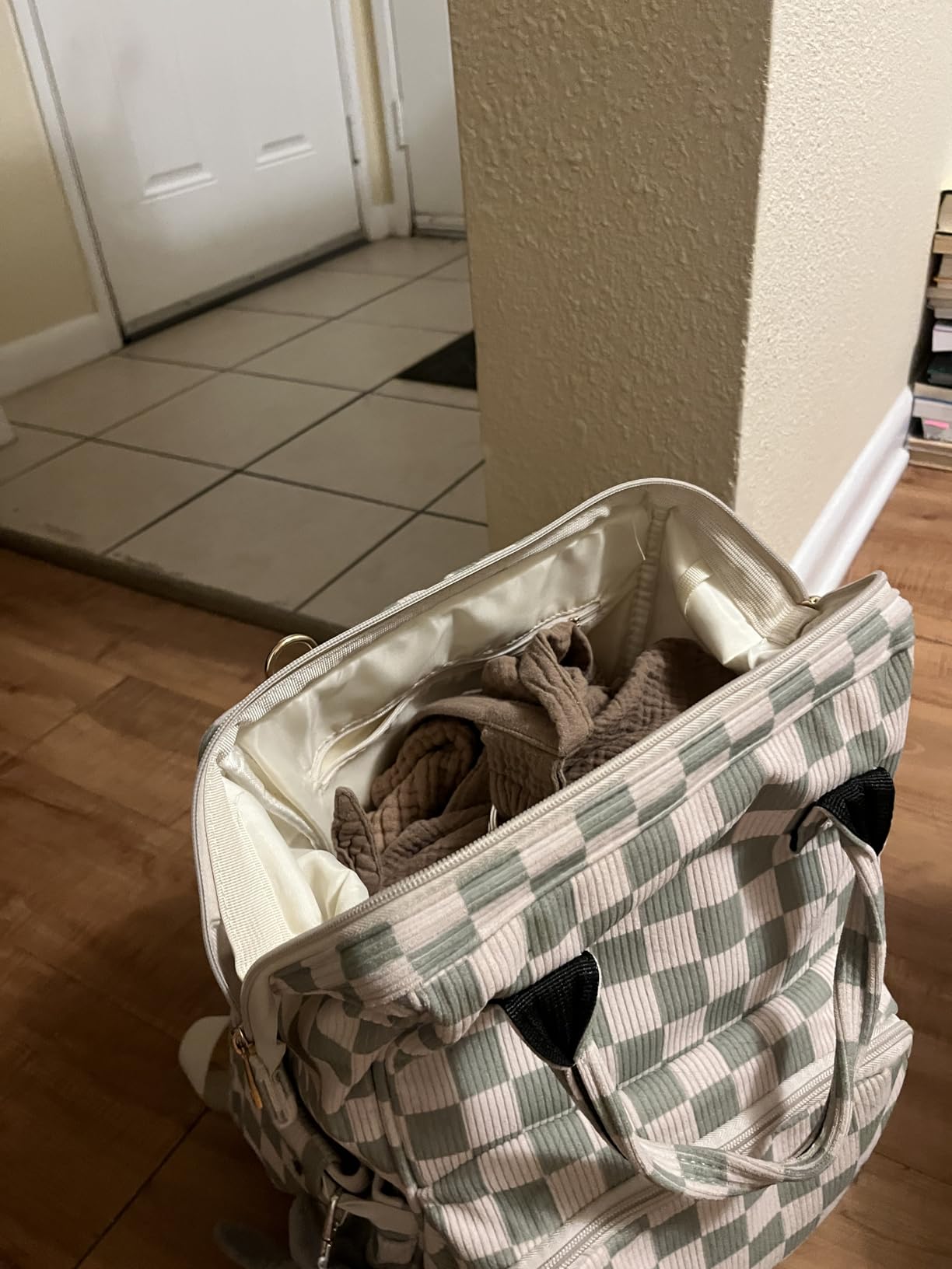 Baby Diaper Bag Backpack for Mom, Large Capacity Travel Nappy Bag with Stroller Straps (Corduroy Checkered Green) customer photo 2