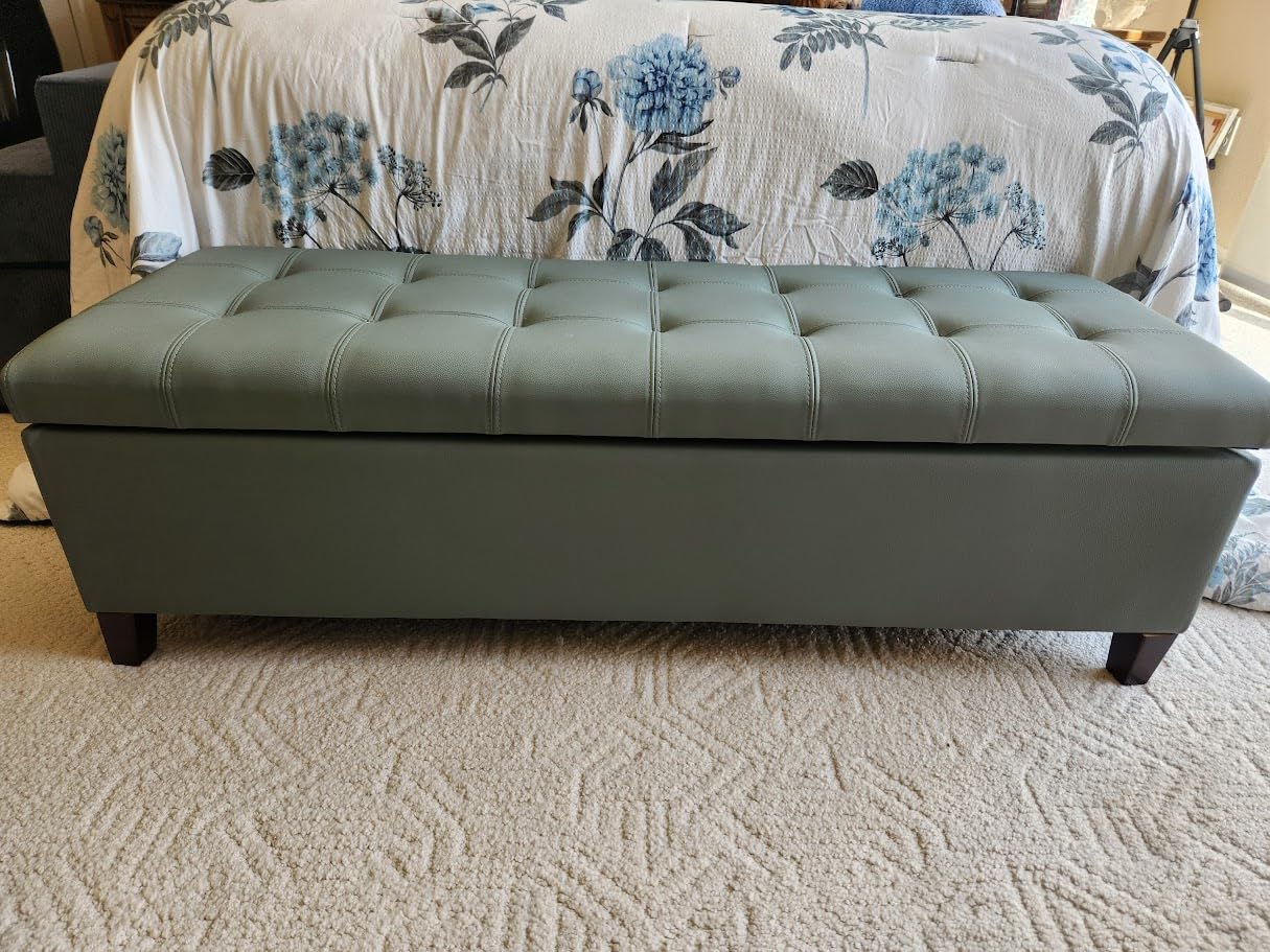 Ottoman with Storage, 51 Inch End of Bed Storage Ottoman Bench, Linen Fabric Upholstered Ottomans with Hinged Lid, Rectangle Long Foot Rest Bench for Entryway Living Room Bedroom Brown customer photo 1