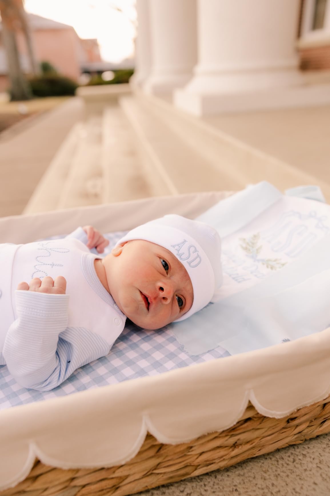 Premium Baby Changing Basket - Scalloped Changing Basket for Baby Dresser - Handwoven Wicker Moses Baskets for Newborn with Waterproof Changing pad & Linen Cover - Moses Basket Bassinet customer photo 1