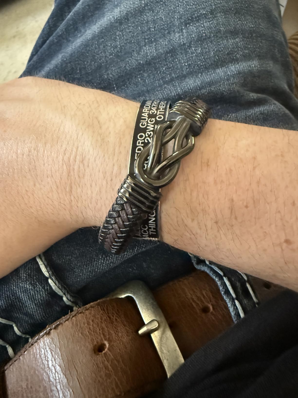 New Dad Gifts for Men, First Time Parents Gift Dad to Be Gift for Father's Day Birthday Christmas, Leather Bangle Bracelet for Daddy Him Husband customer photo 1