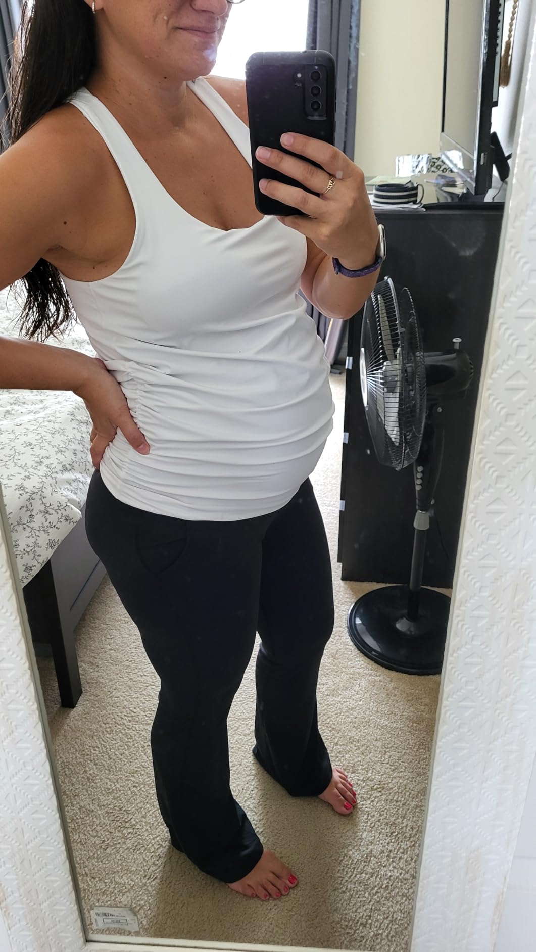 Sunzel Maternity Tank Tops with Built in Bra Sleeveless Pregnancy Racerback Summer Cami Shirts customer photo 1