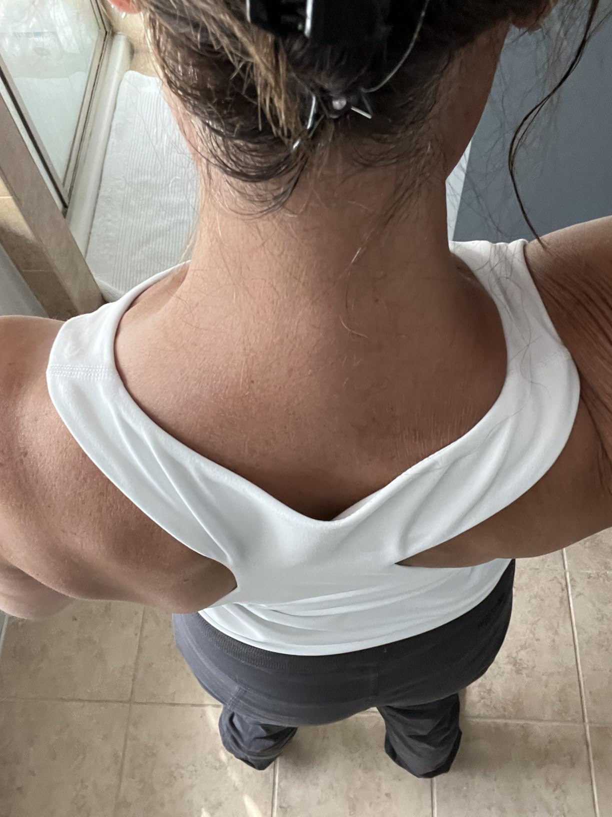 Sunzel Maternity Tank Tops with Built in Bra Sleeveless Pregnancy Racerback Summer Cami Shirts customer photo 2