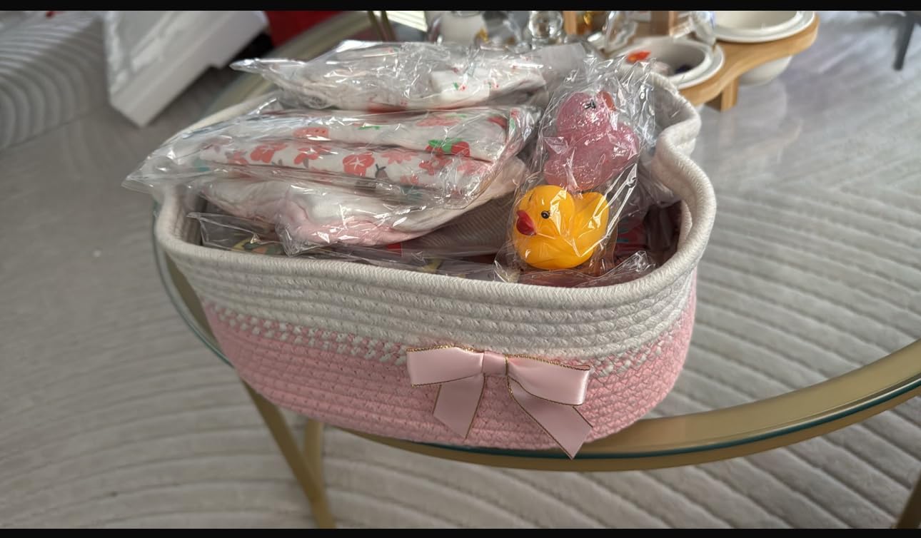Zopeal 22 Pcs Deluxe New Baby Gift Basket, Baby Shower Gifts Essentials Stuff for Girls Newborn Baby Girls Gift Set for Expecting Moms Gifts Diaper Caddy Organizer customer photo 1