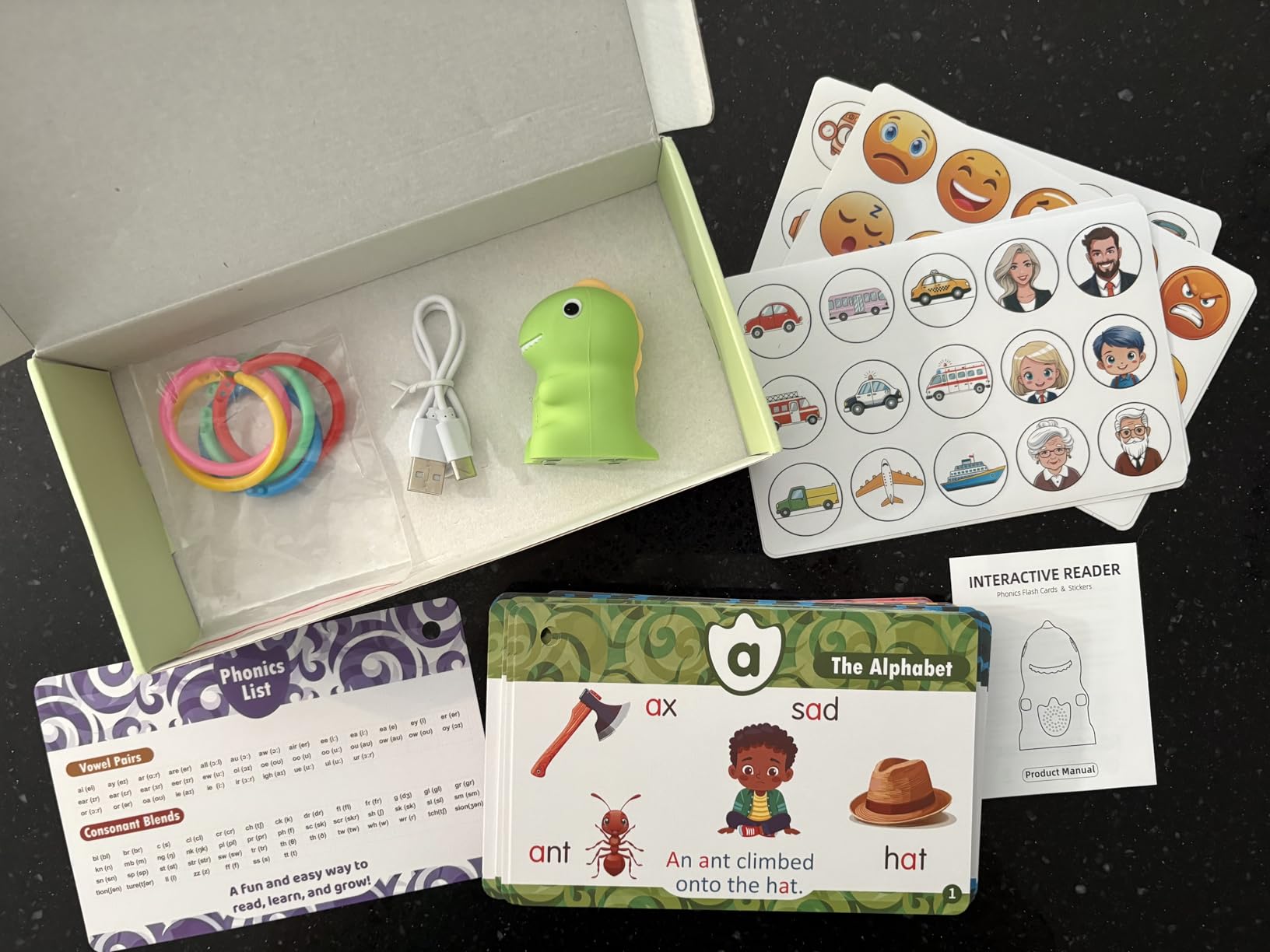 Phonics Flash Cards with Talking Pen for Homeschool Essentials - Hooked on Phonics Games for Kids Ages 4-8 Kindergarten Preschool Learning Activities, Interactive Dinosaur Learn to Read from 21 Stages customer photo 1