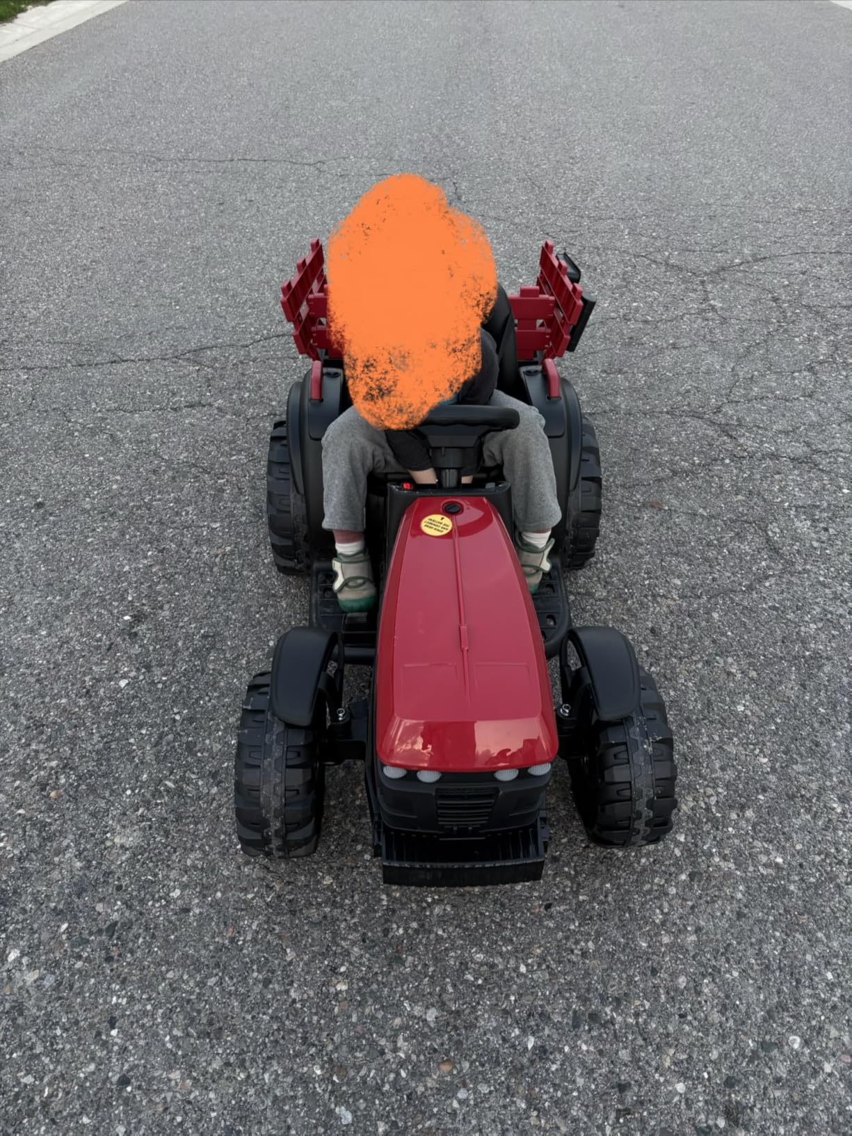 ELEMARA 24V 9AH Ride on Tractor with Easy Detachable Trailer, All-Terrain Capability, 400W Electric Vehicles, Ride on car for Big Kid, 3-Point Seat Belt for Ages 3+, Music, Max 4.5 mph, Bright Red customer photo 1