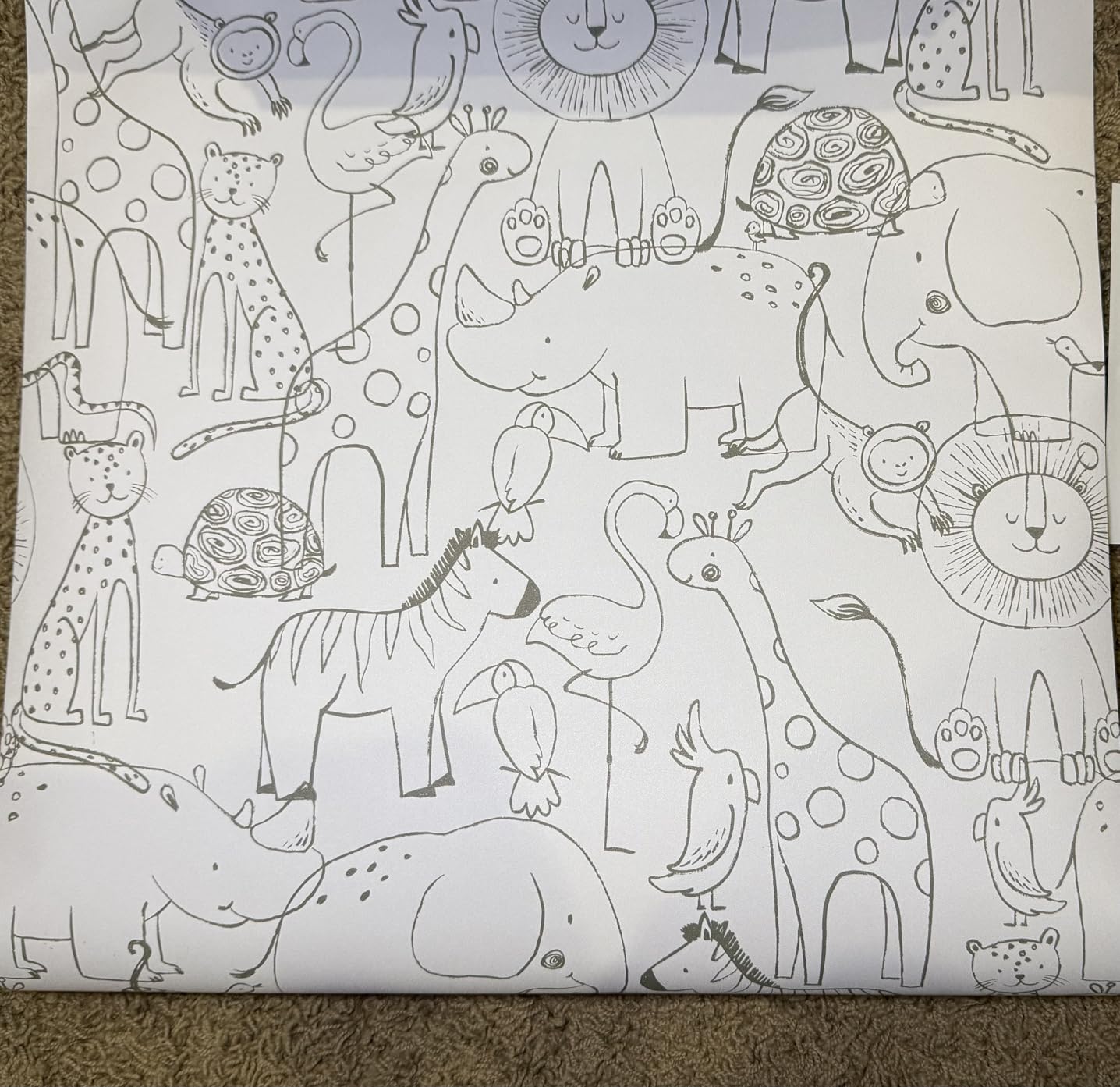 Livelynine 17.5x276 Neutral Animal Peel and Stick Wallpaper Fun Kids Wallpaper for Bedroom Playroom Accent Wall Covering Baby Girl Nursery Neutral Contact Paper for Classroom Drawers Walls Removable customer photo 1