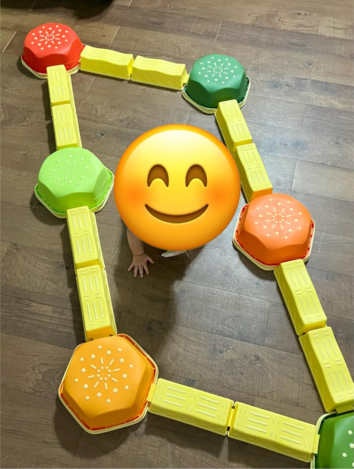 18 Pieces Non-Slip Balance Beam Stepping Stones for Kids 3 Years + Stackable Obstacle Course Balance Board for Toddlers Thicken Plastic Hold up 220LBS Indoor Outdoor Sensory Toy customer photo 2