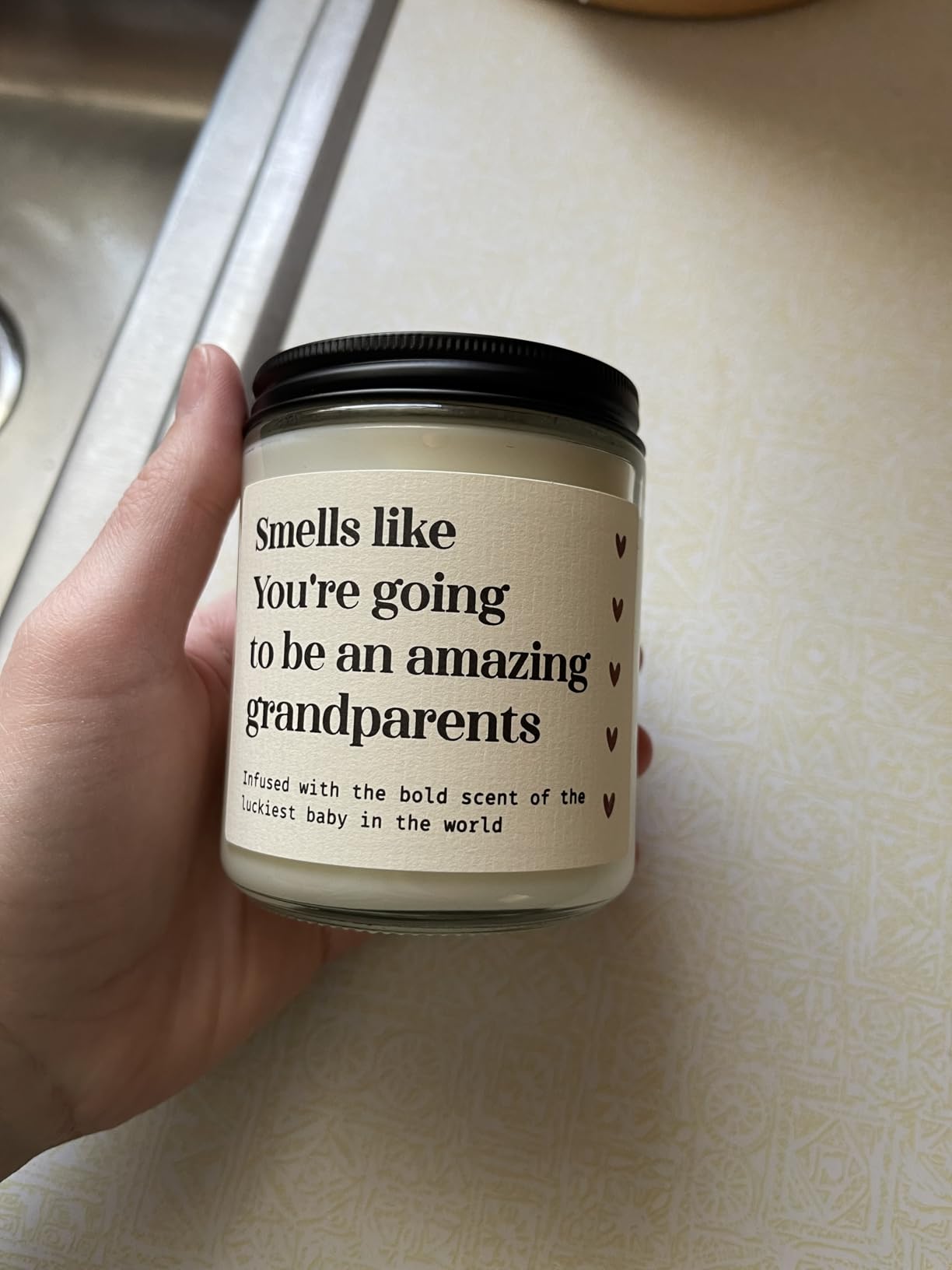 SteadStyle Pregnancy Announcement Gifts for Grandparents - Infused with Lucky Baby Scent, Gender Reveal, New Grandma Grandpa Gift, Home Decor Relaxation Lavender Scented Candles Emotional Keepsak 7oz customer photo 1
