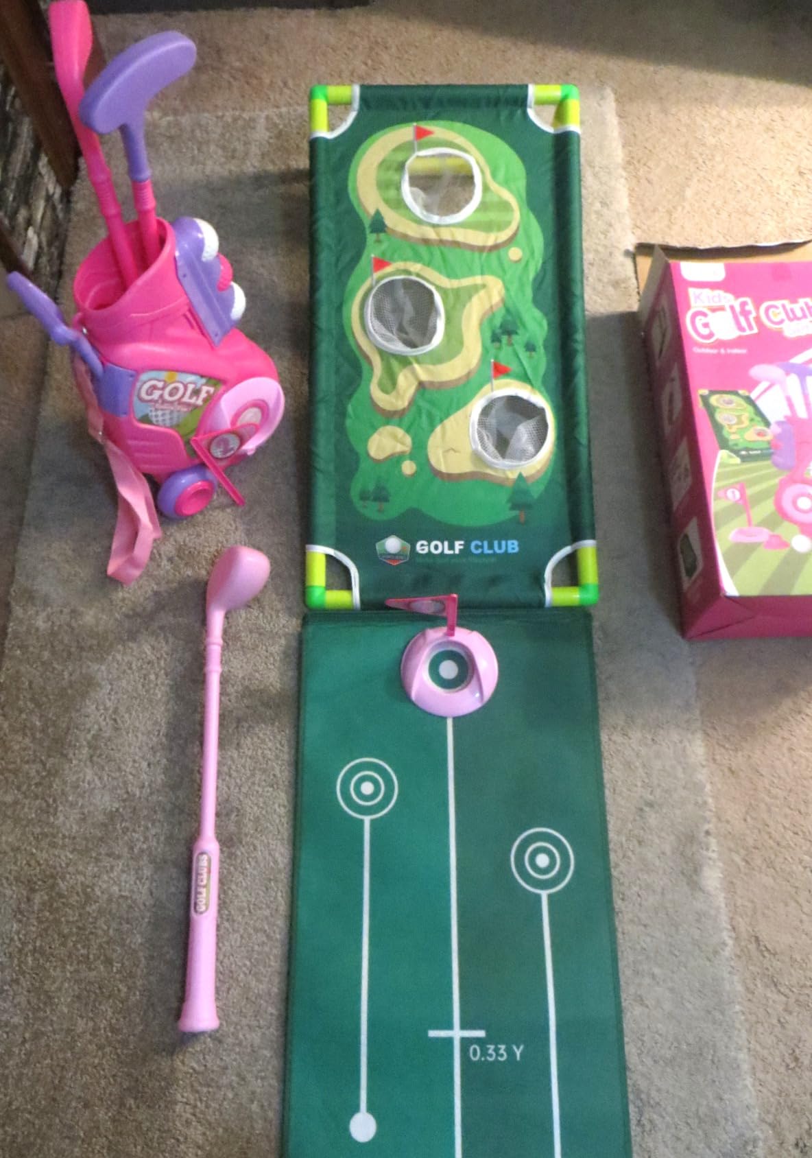 Liberry Toddler Golf Set for Ages 2 3 4 Boys Girls, Kids Golf Cart with Putting Mat & Cornhole Board, Outdoor Indoor Sports Toys Birthday Gifts, Black customer photo 2